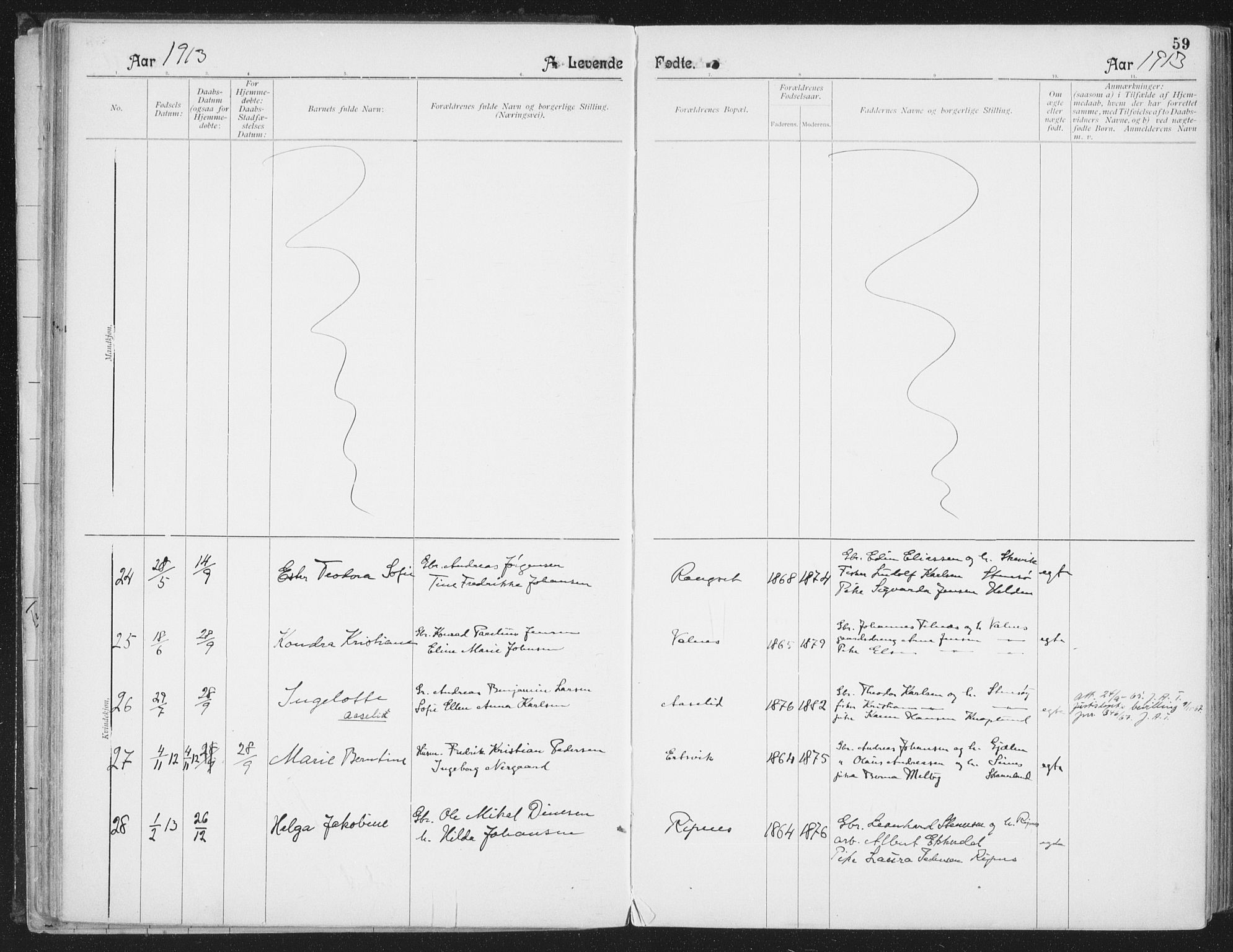 Ministerialprotokoller, klokkerbøker og fødselsregistre - Nordland, AV/SAT-A-1459/804/L0081: Parish register (official) no. 804A02, 1901-1915, p. 59