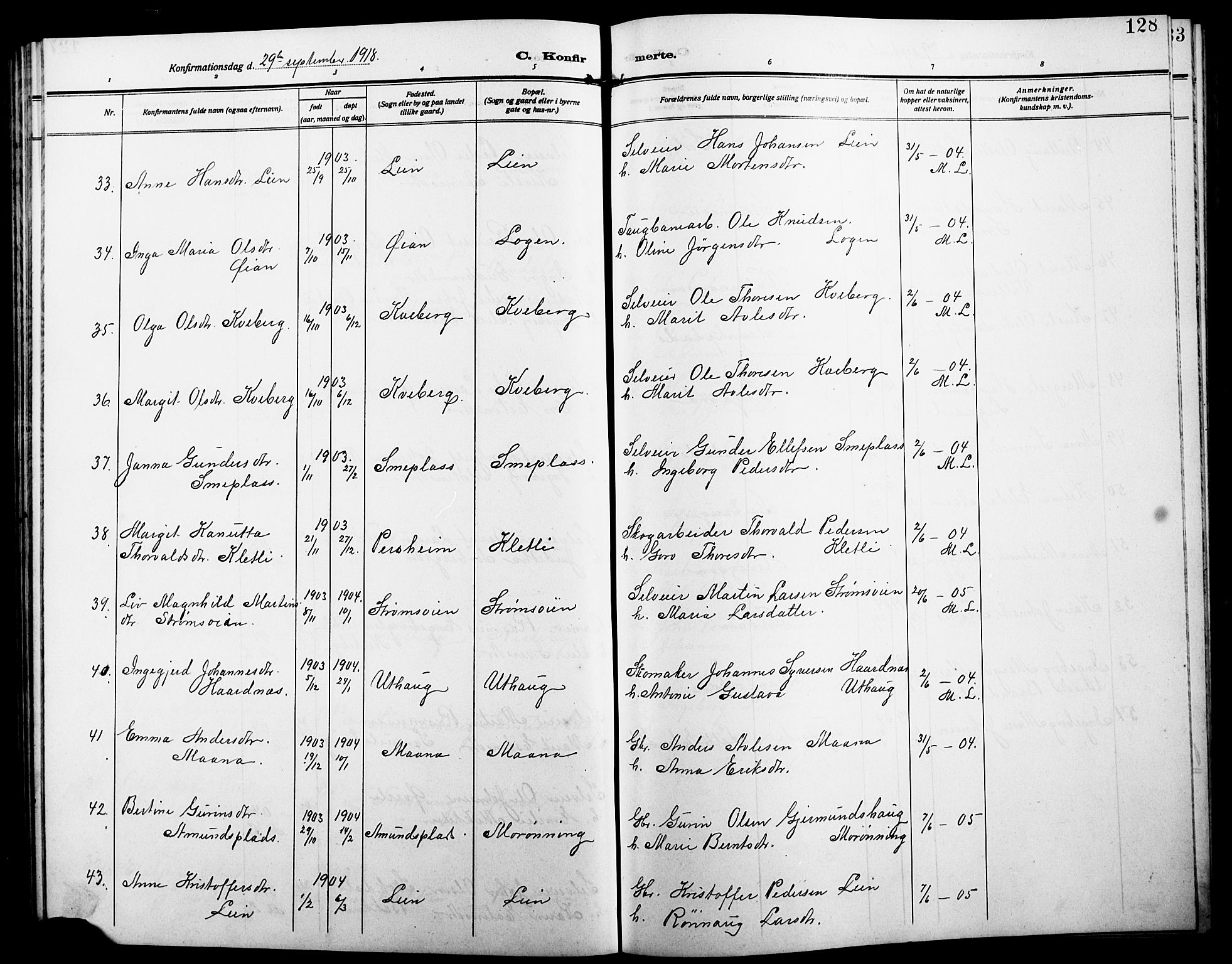 Alvdal prestekontor, AV/SAH-PREST-060/H/Ha/Hab/L0005: Parish register (copy) no. 5, 1908-1923, p. 128