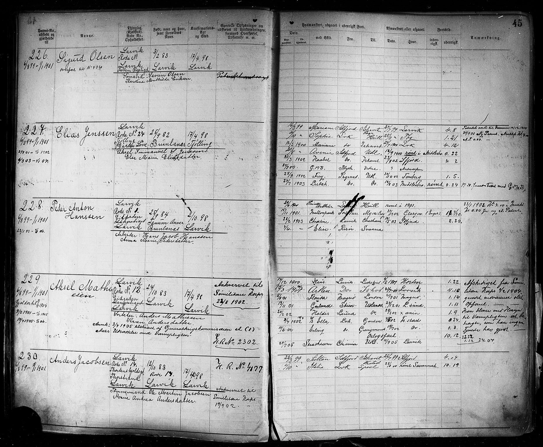 Larvik innrulleringskontor, AV/SAKO-A-787/F/Fb/L0002: Annotasjonsrulle, 1897-1917, p. 48