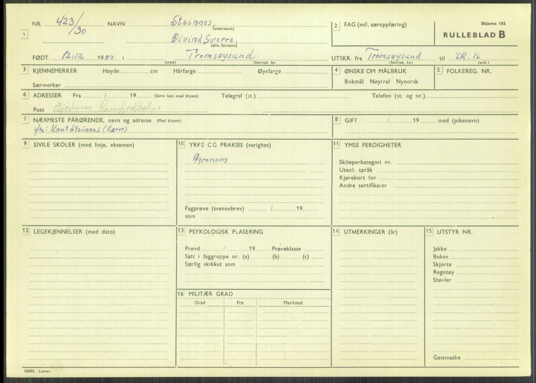 Forsvaret, Troms infanteriregiment nr. 16, AV/RA-RAFA-3146/P/Pa/L0014: Rulleblad for regimentets menige mannskaper, årsklasse 1930, 1930, p. 967