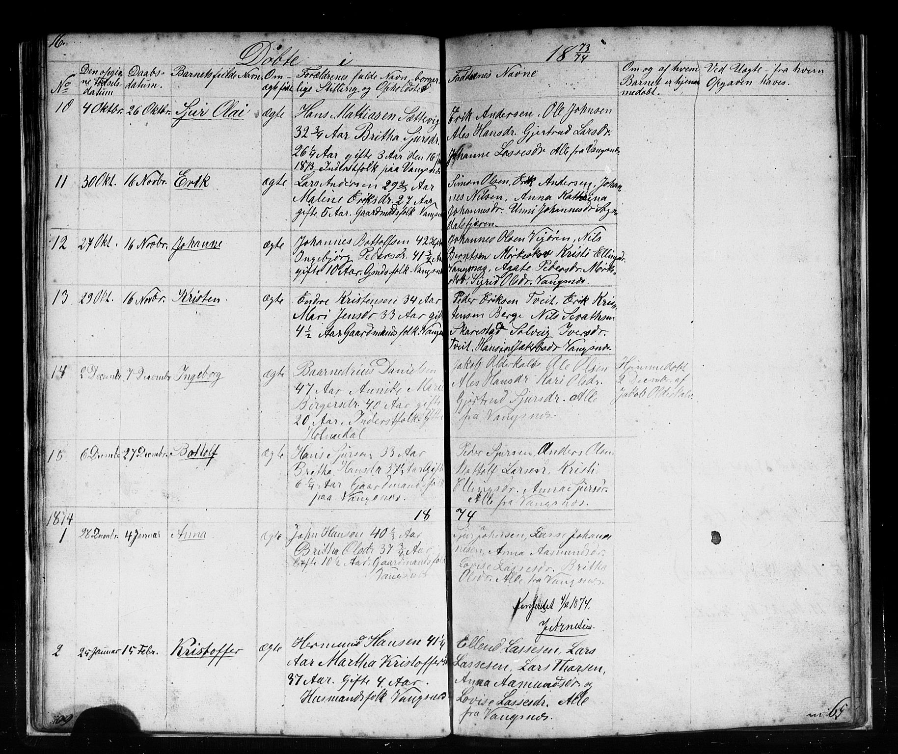 Vik sokneprestembete, SAB/A-81501: Parish register (copy) no. C 1, 1853-1879, p. 16
