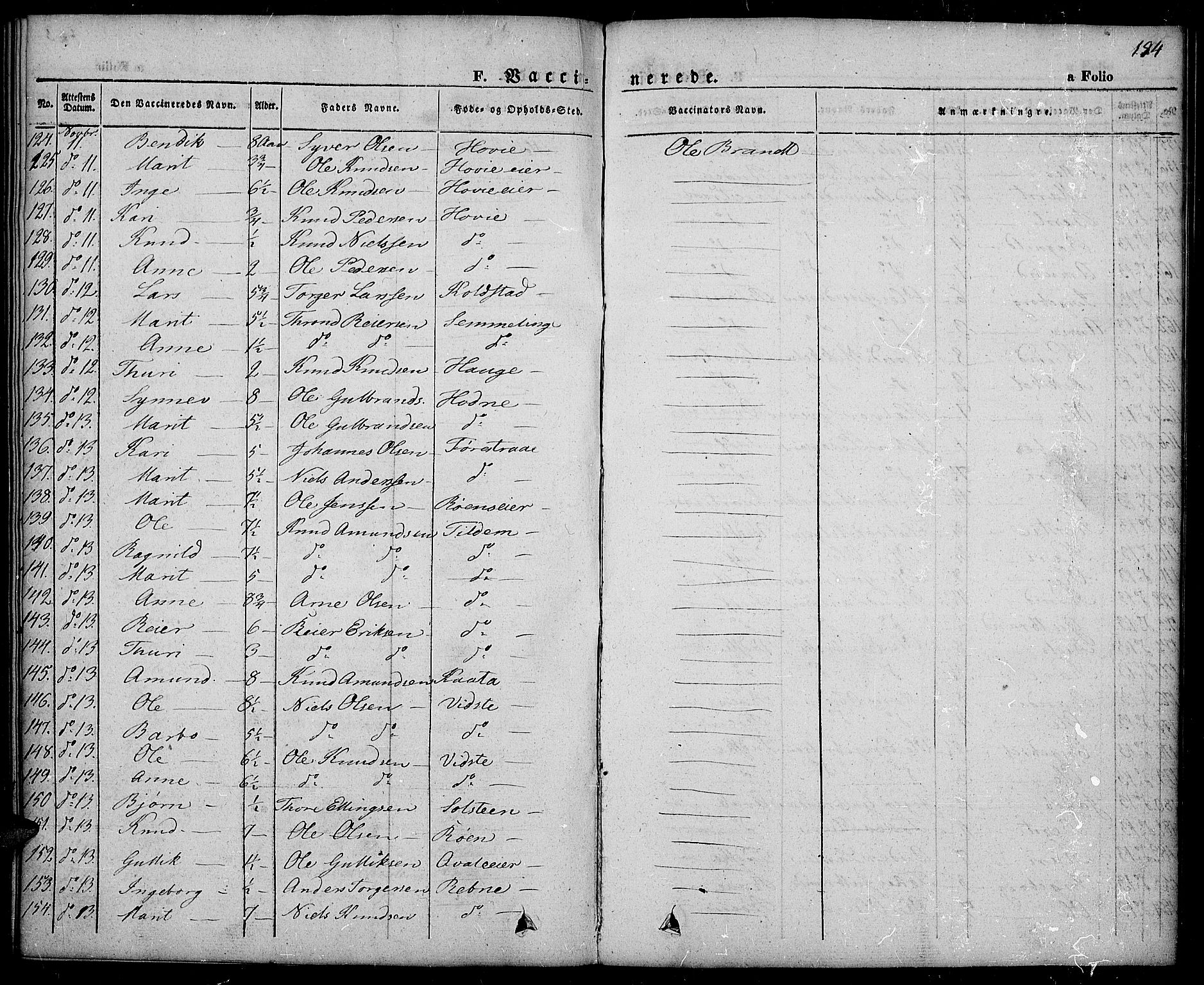 Slidre prestekontor, AV/SAH-PREST-134/H/Ha/Haa/L0003: Parish register (official) no. 3, 1831-1843, p. 184