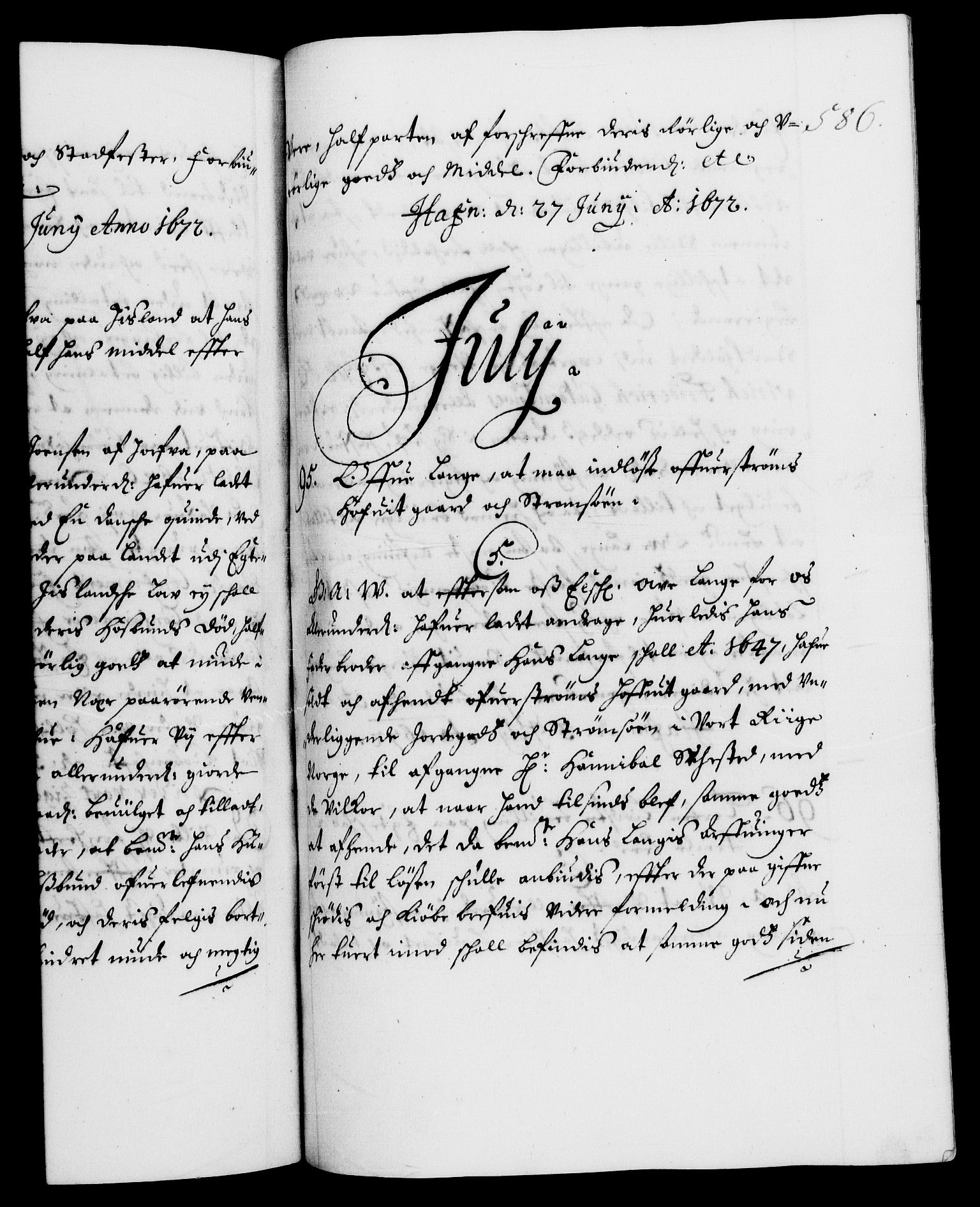 Danske Kanselli 1572-1799, RA/EA-3023/F/Fc/Fca/Fcaa/L0011: Norske registre (mikrofilm), 1670-1673, p. 586a