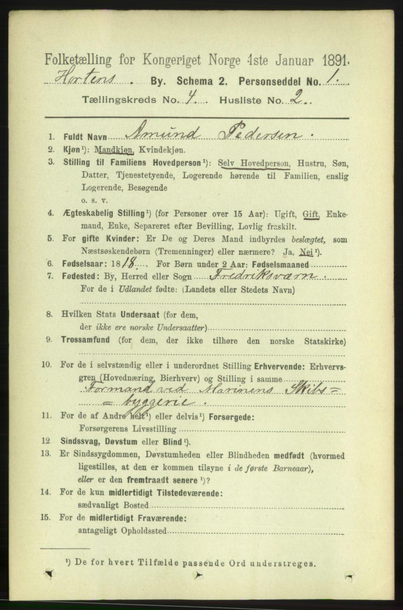 RA, 1891 census for 0703 Horten, 1891, p. 3235