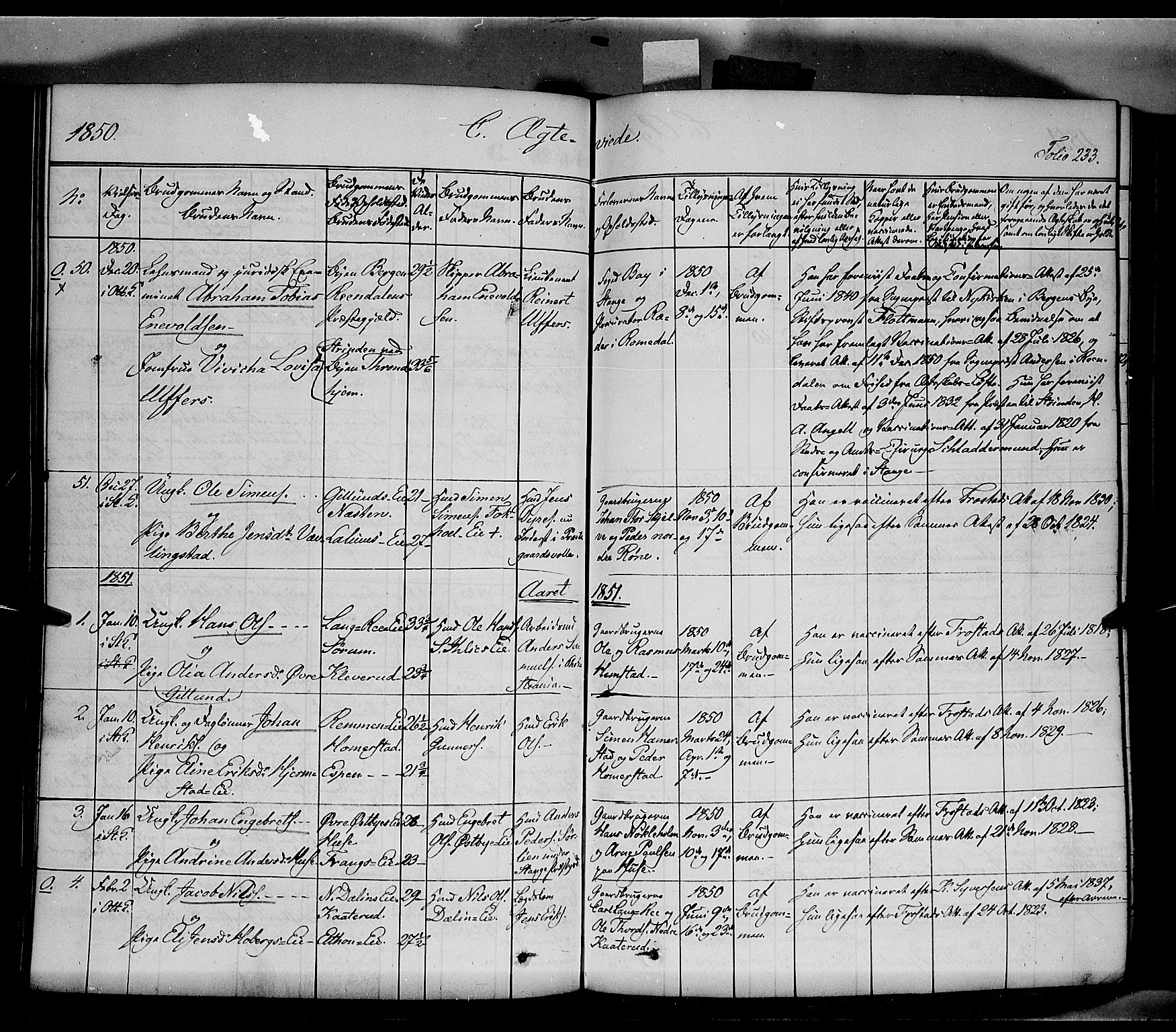 Stange prestekontor, SAH/PREST-002/K/L0011: Parish register (official) no. 11, 1846-1852, p. 233