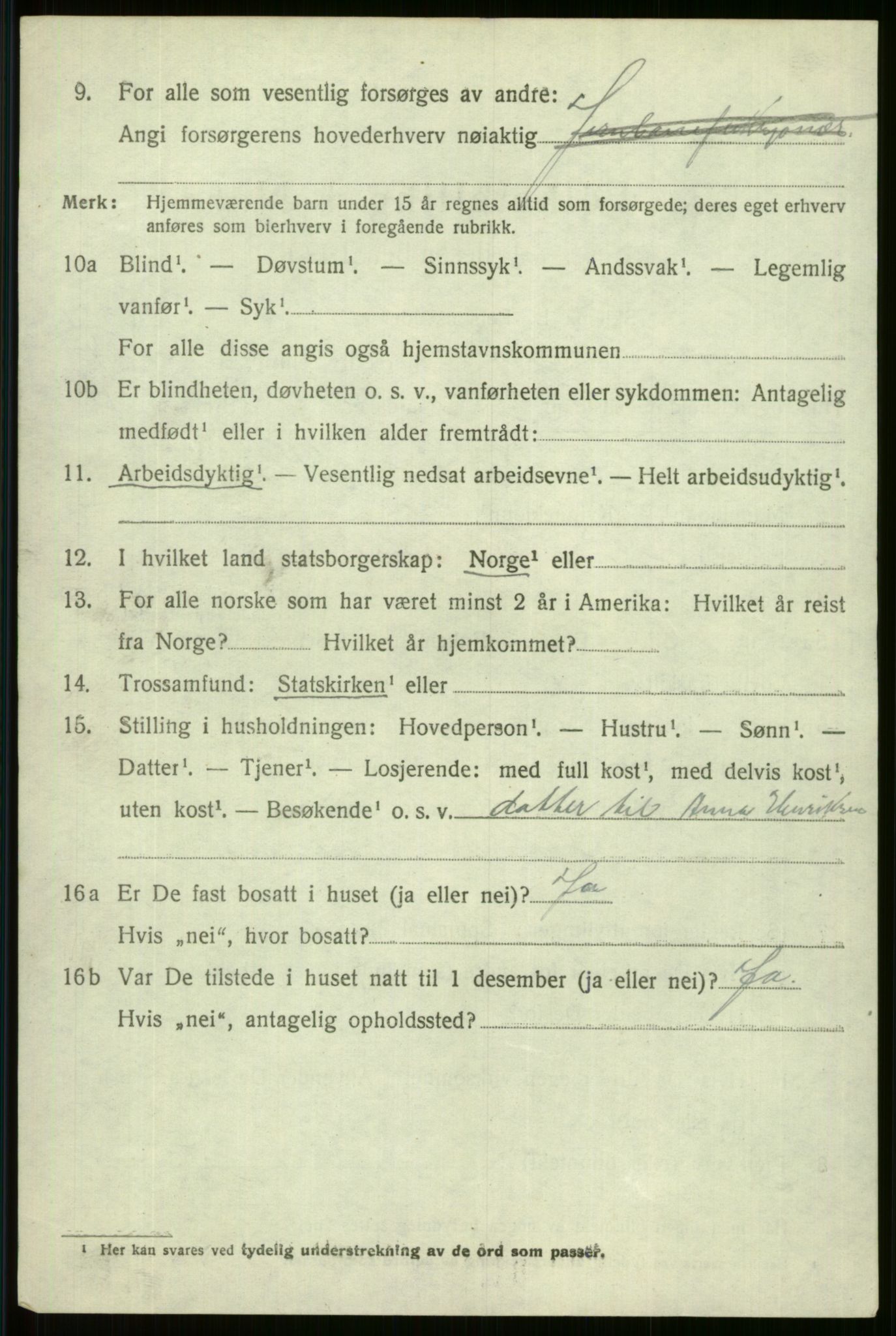 SAB, 1920 census for Voss, 1920, p. 16674