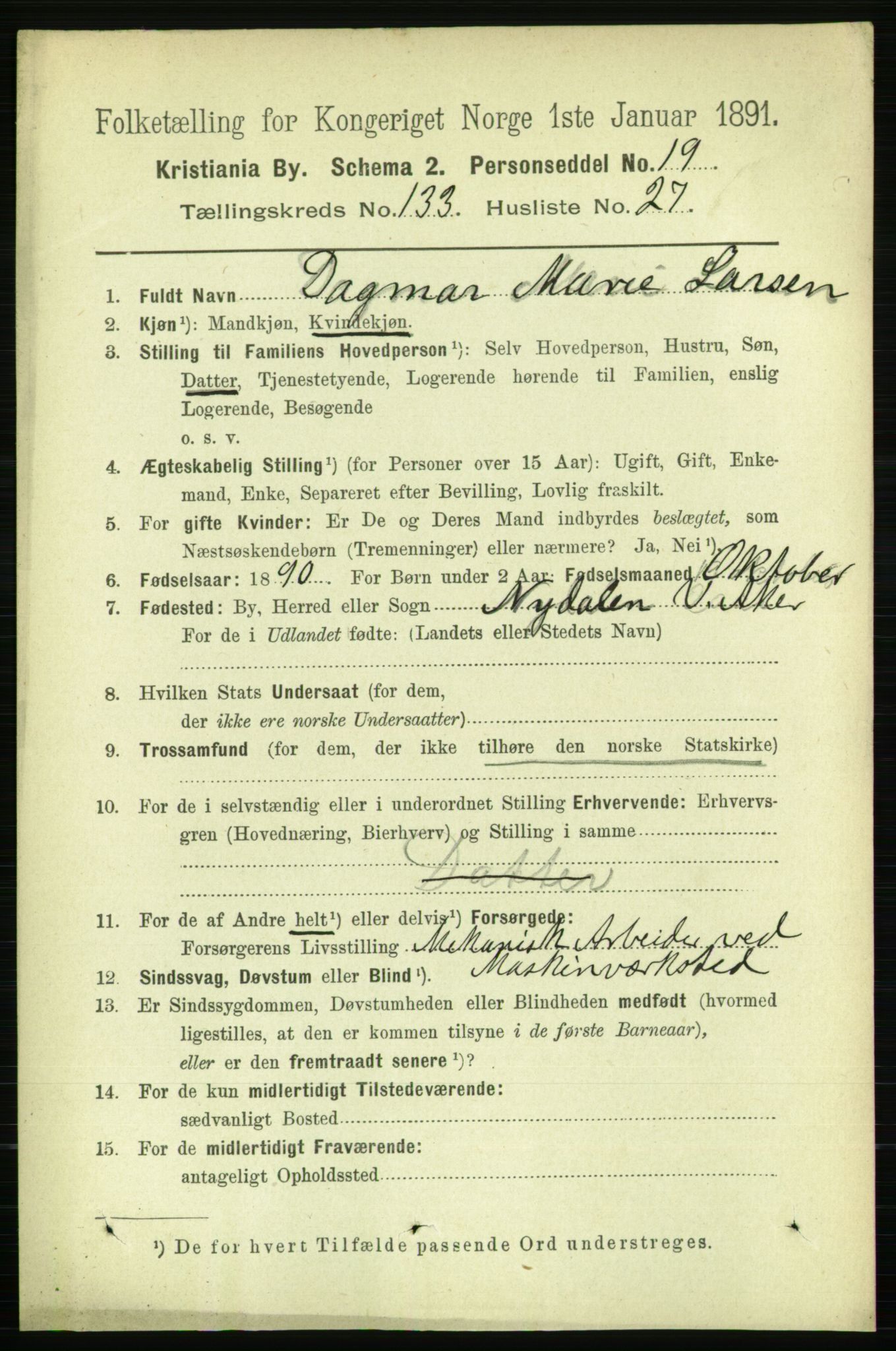 RA, 1891 census for 0301 Kristiania, 1891, p. 73005