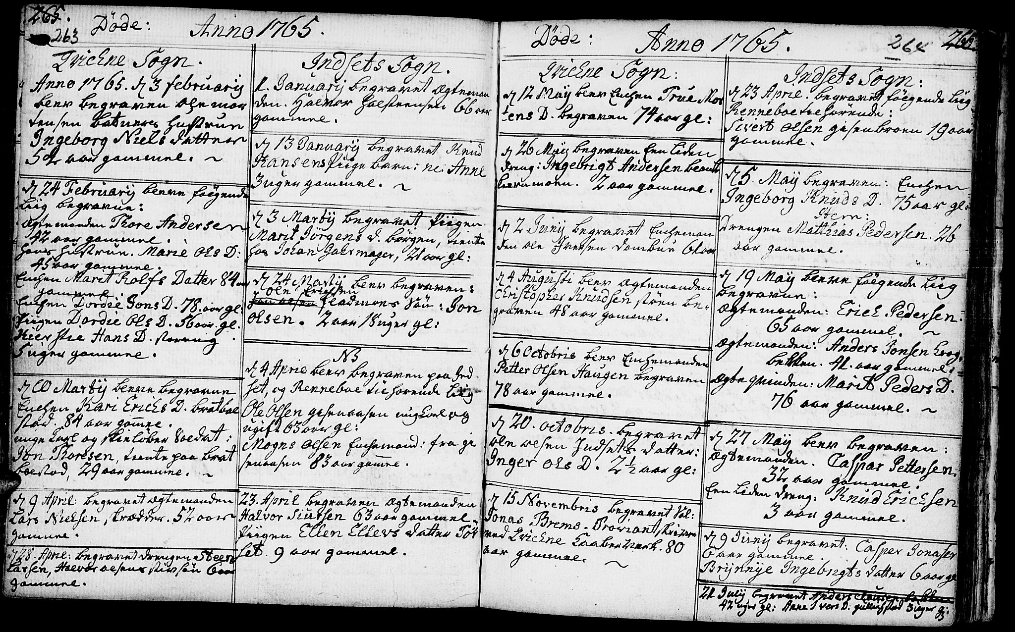 Kvikne prestekontor, SAH/PREST-064/H/Ha/Haa/L0002: Parish register (official) no. 2, 1764-1784, p. 263-264