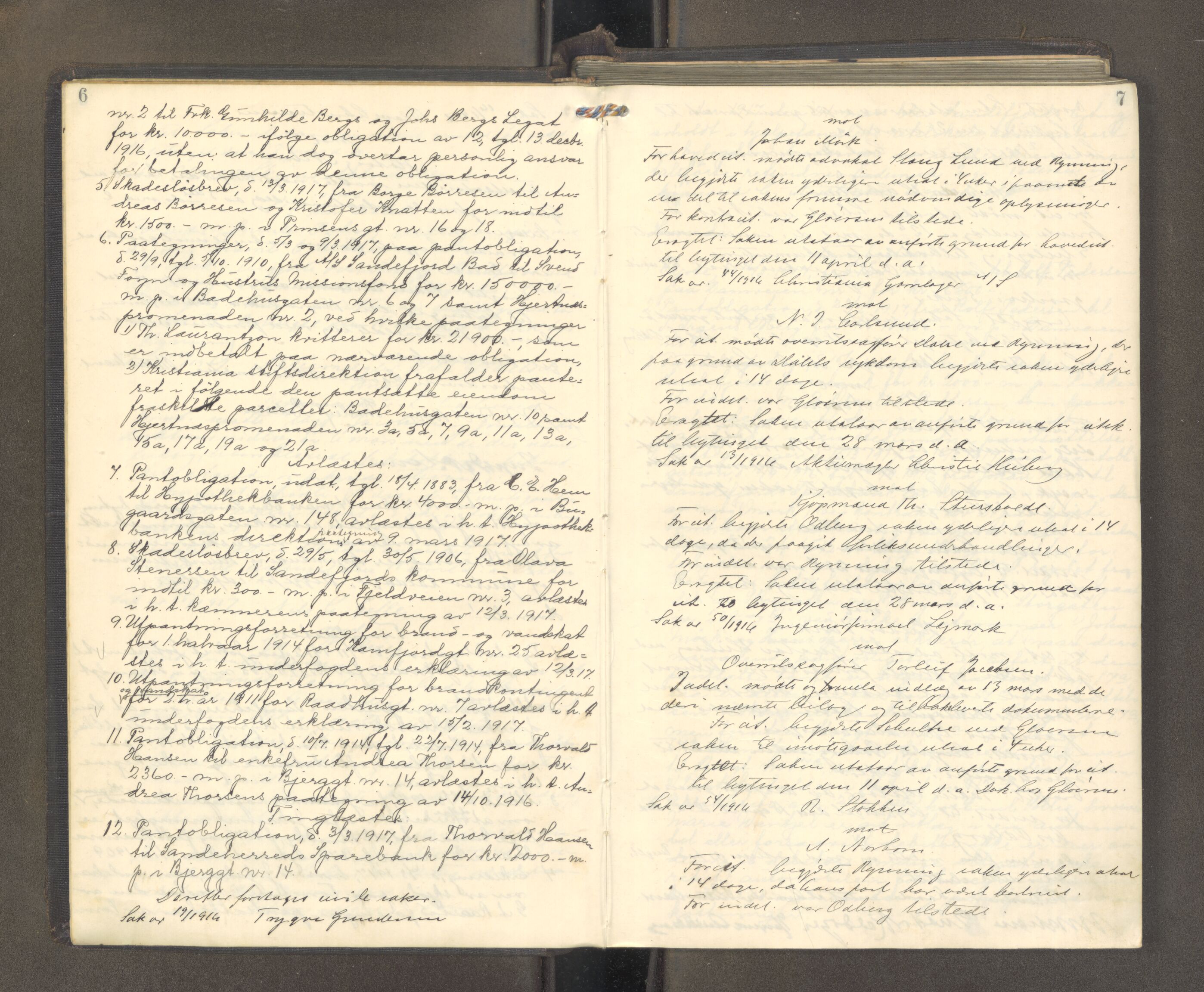 Sandefjord byfogd - 1, AV/SAKO-A-122/F/Fa/L0009: Tingbok, 1917-1919, p. 6-7