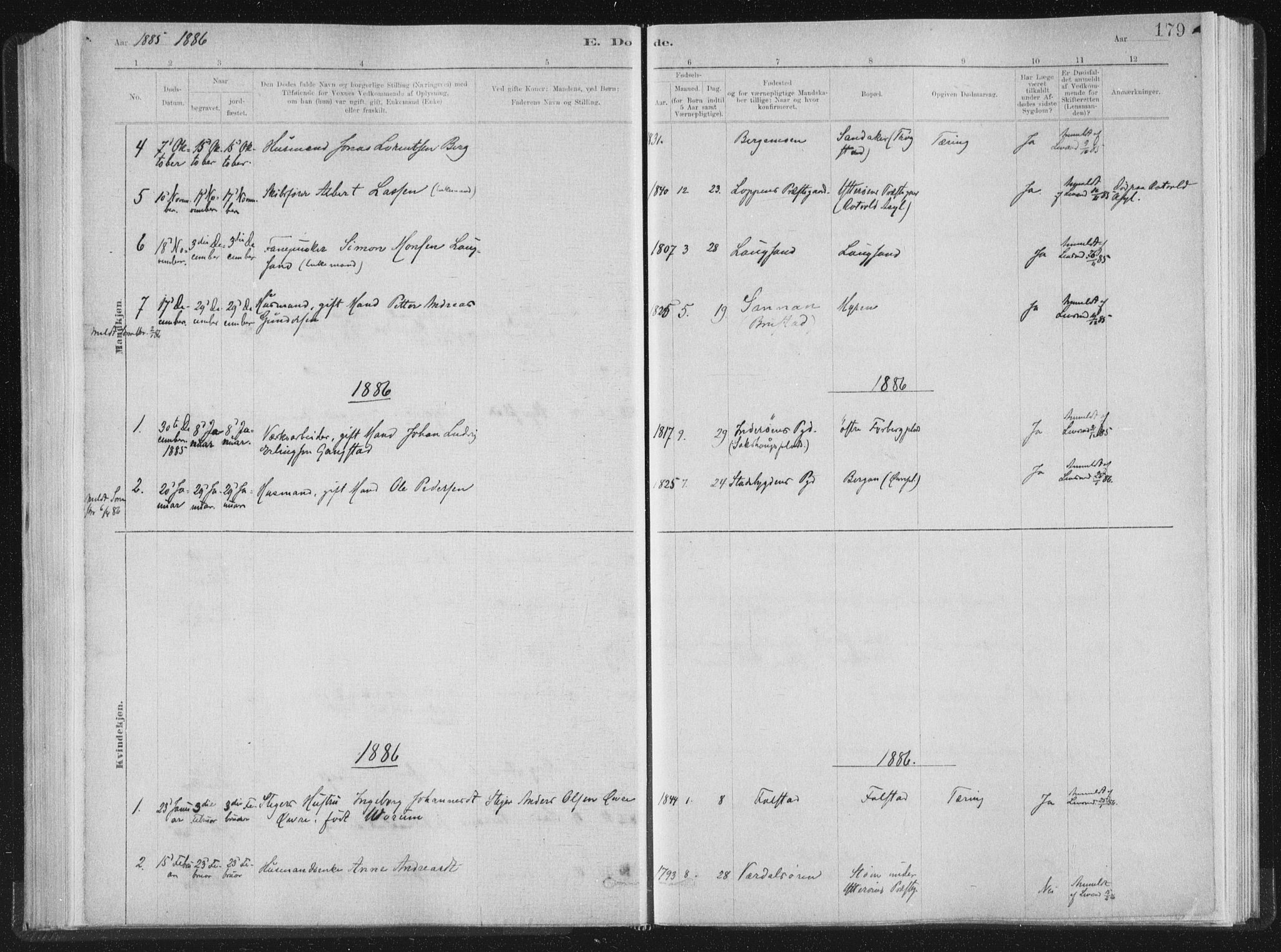 Ministerialprotokoller, klokkerbøker og fødselsregistre - Nord-Trøndelag, SAT/A-1458/722/L0220: Parish register (official) no. 722A07, 1881-1908, p. 179
