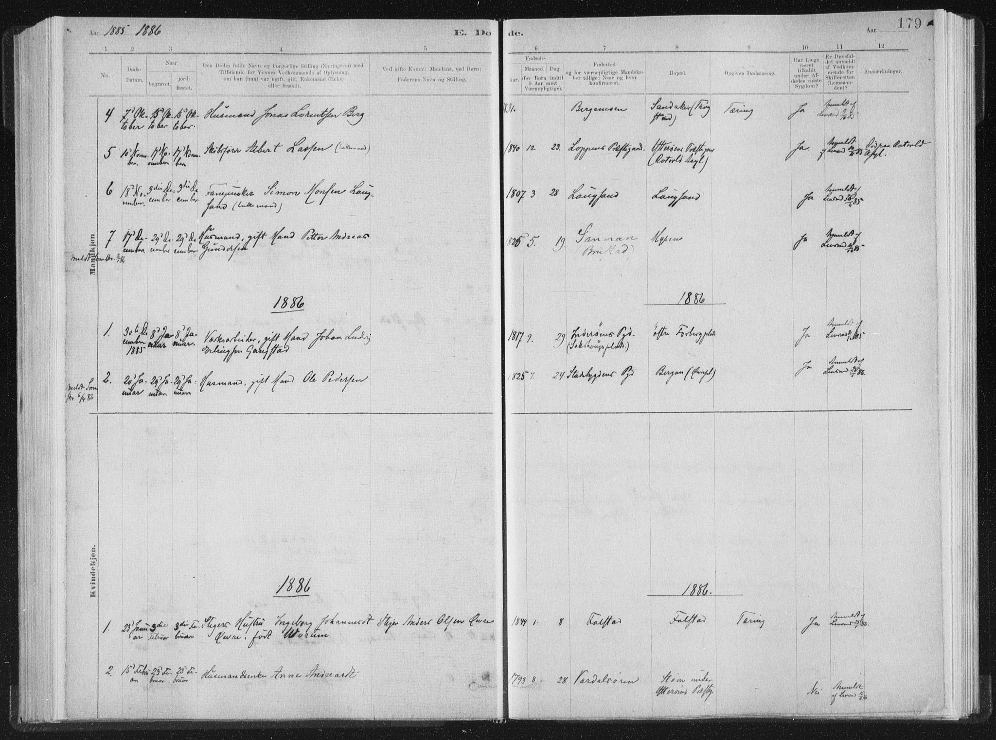 Ministerialprotokoller, klokkerbøker og fødselsregistre - Nord-Trøndelag, AV/SAT-A-1458/722/L0220: Parish register (official) no. 722A07, 1881-1908, p. 179