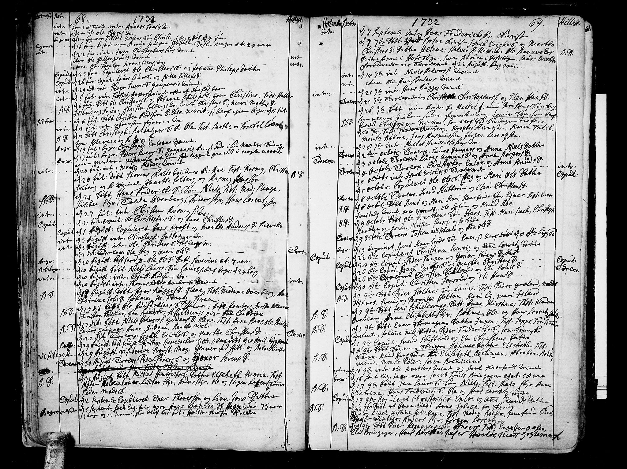 Botne kirkebøker, SAKO/A-340/F/Fa/L0001a: Parish register (official) no. I 1A, 1707-1778, p. 68-69