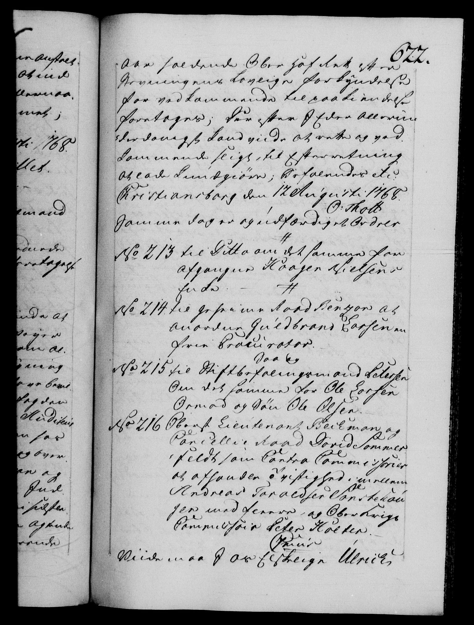 Danske Kanselli 1572-1799, AV/RA-EA-3023/F/Fc/Fca/Fcab/L0038: Norske tegnelser, 1766-1768, p. 622a