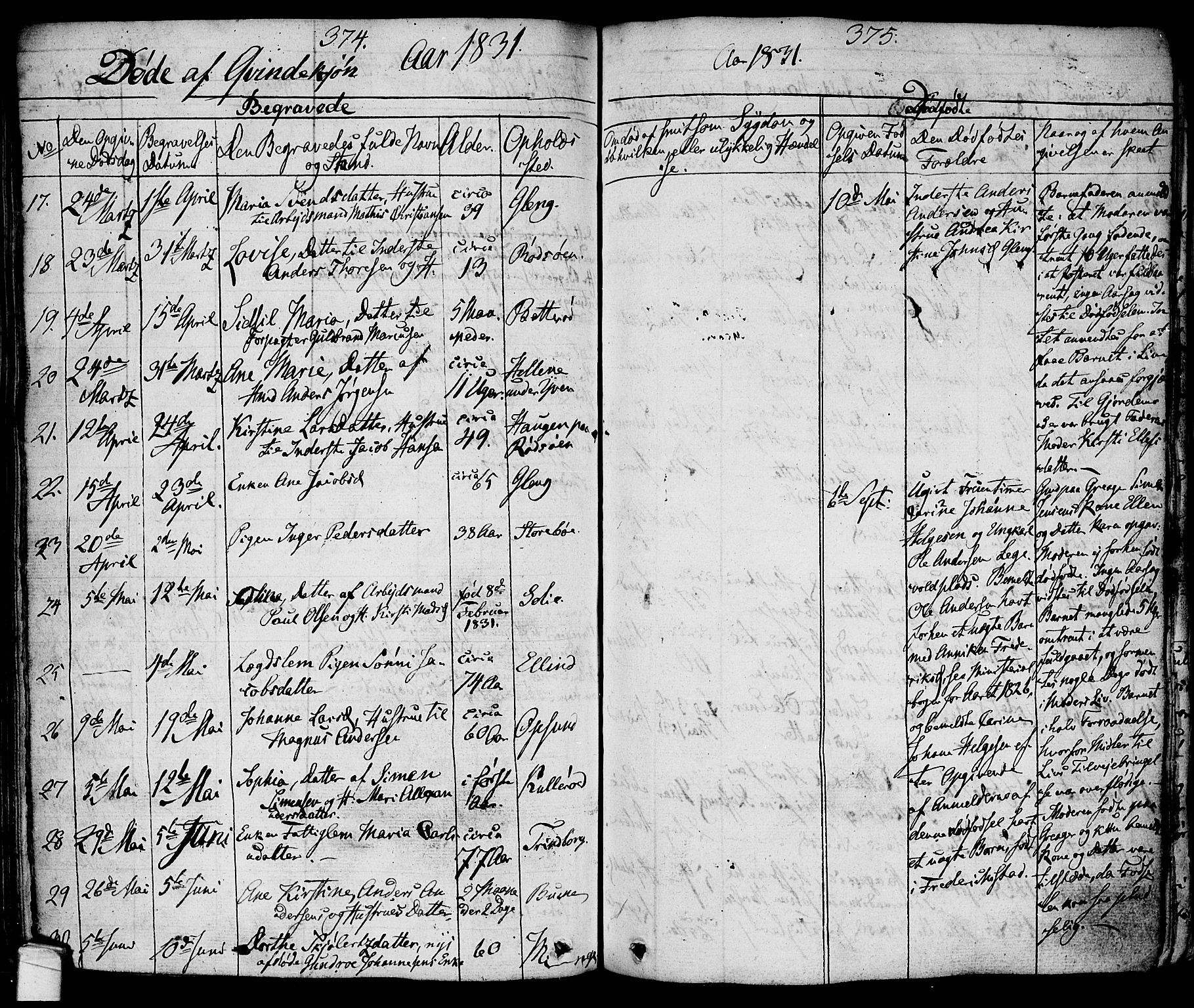 Tune prestekontor Kirkebøker, AV/SAO-A-2007/F/Fa/L0007: Parish register (official) no. 7, 1831-1837, p. 374-375