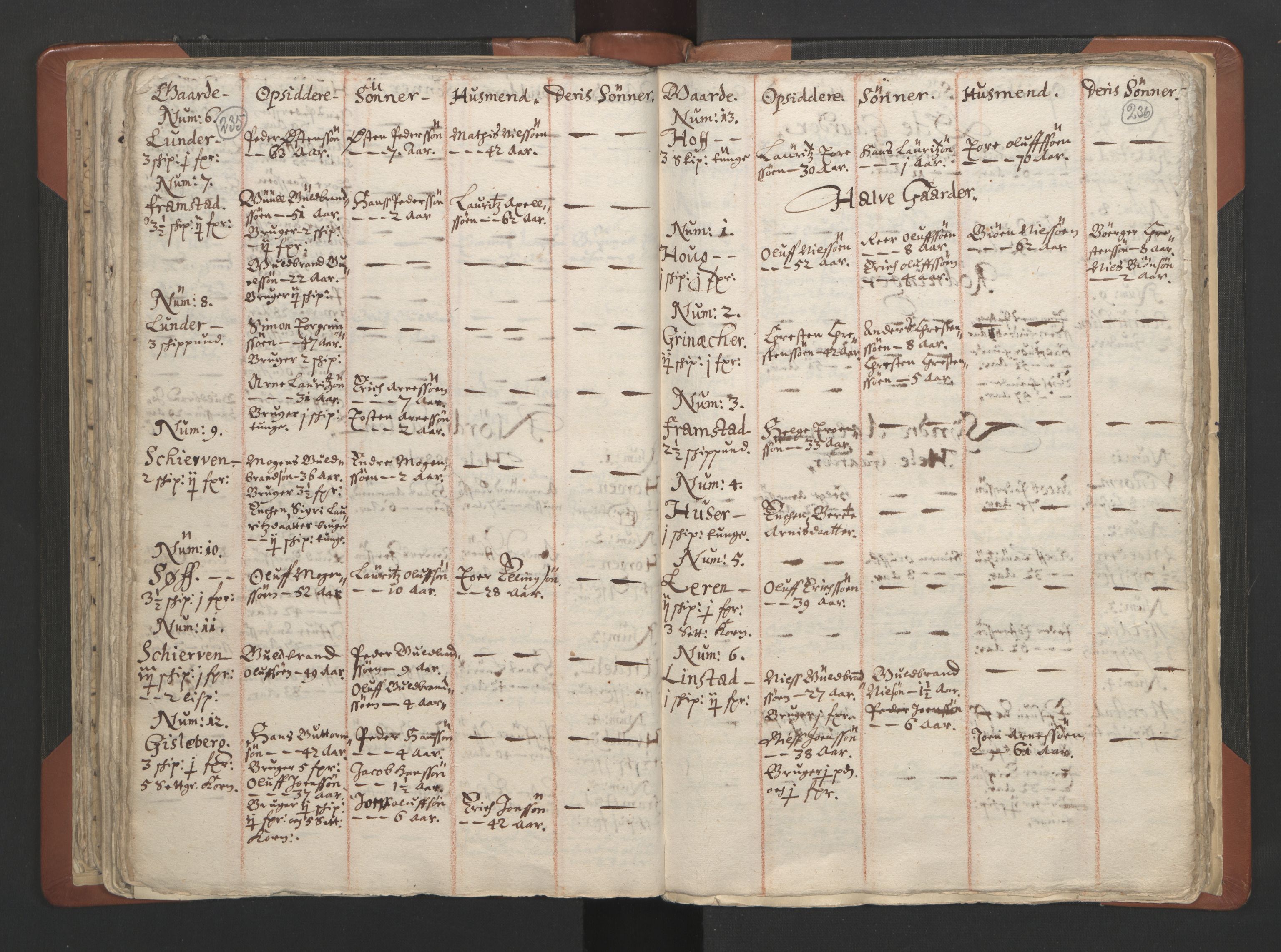 RA, Vicar's Census 1664-1666, no. 7: Hadeland deanery, 1664-1666, p. 235-236