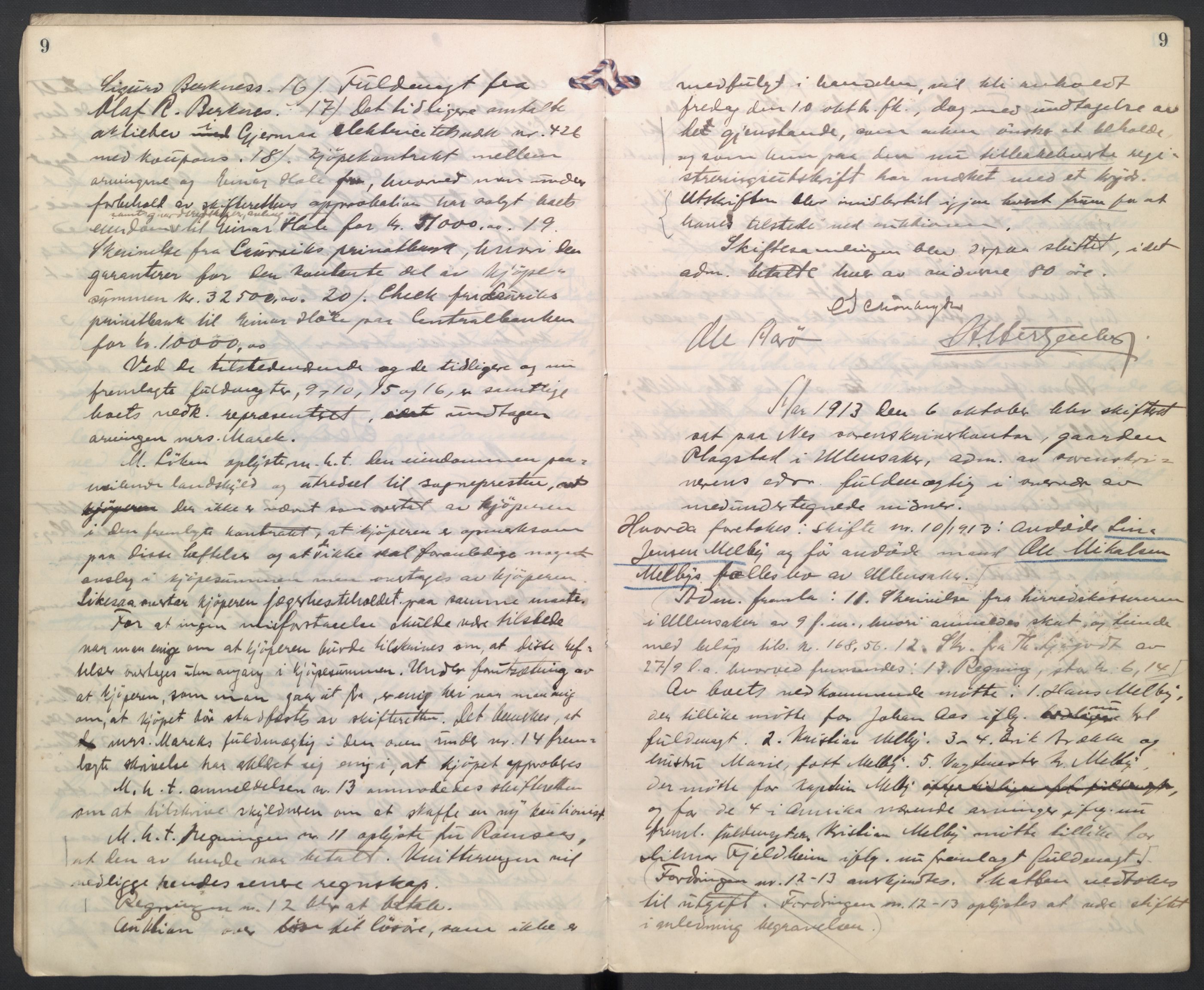 Eidsvoll tingrett, AV/SAO-A-10371/H/Hb/L0007b: Skifteprotokoll, 1913-1917, p. 9