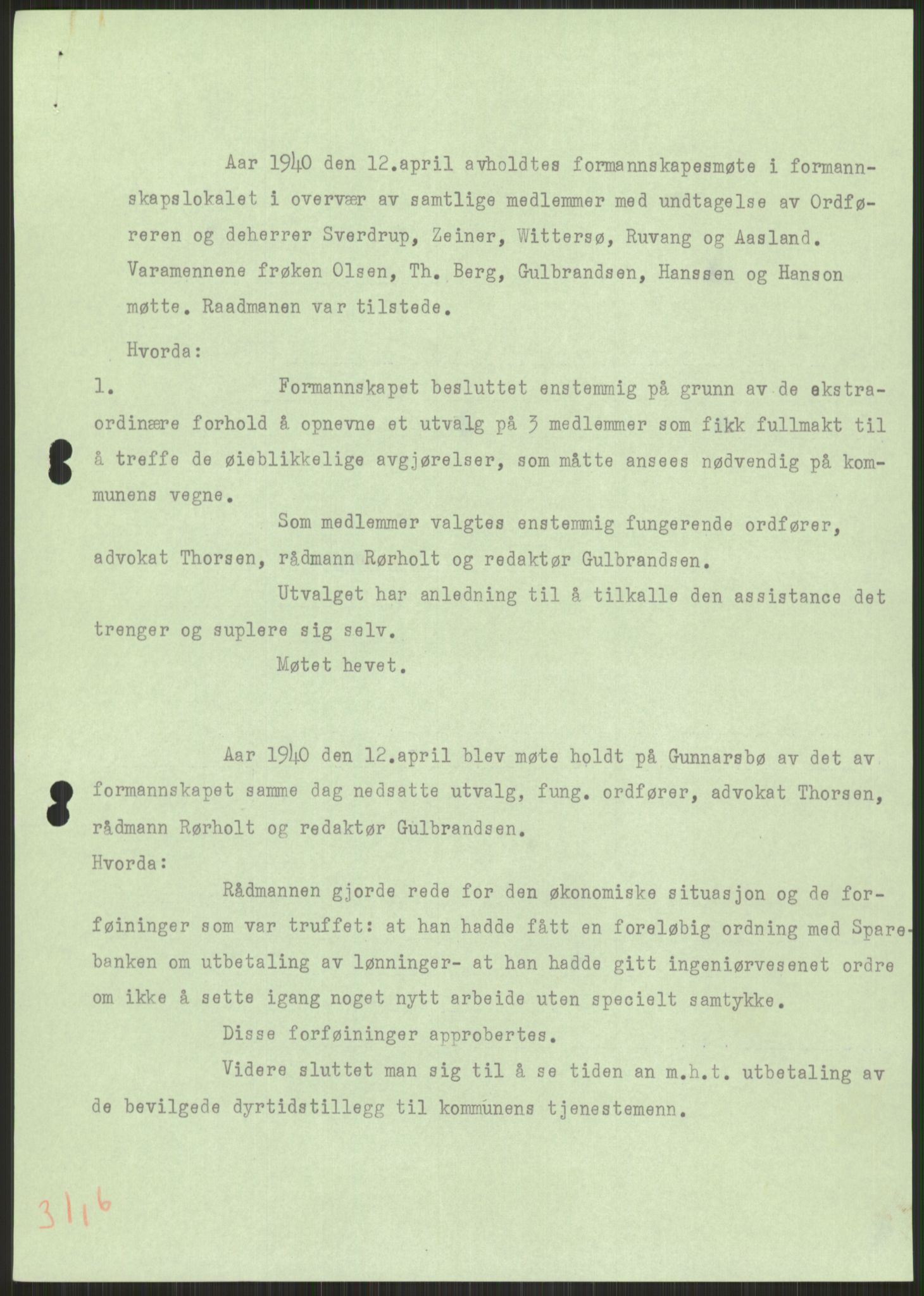 Forsvaret, Forsvarets krigshistoriske avdeling, AV/RA-RAFA-2017/Y/Ya/L0014: II-C-11-31 - Fylkesmenn.  Rapporter om krigsbegivenhetene 1940., 1940, p. 601