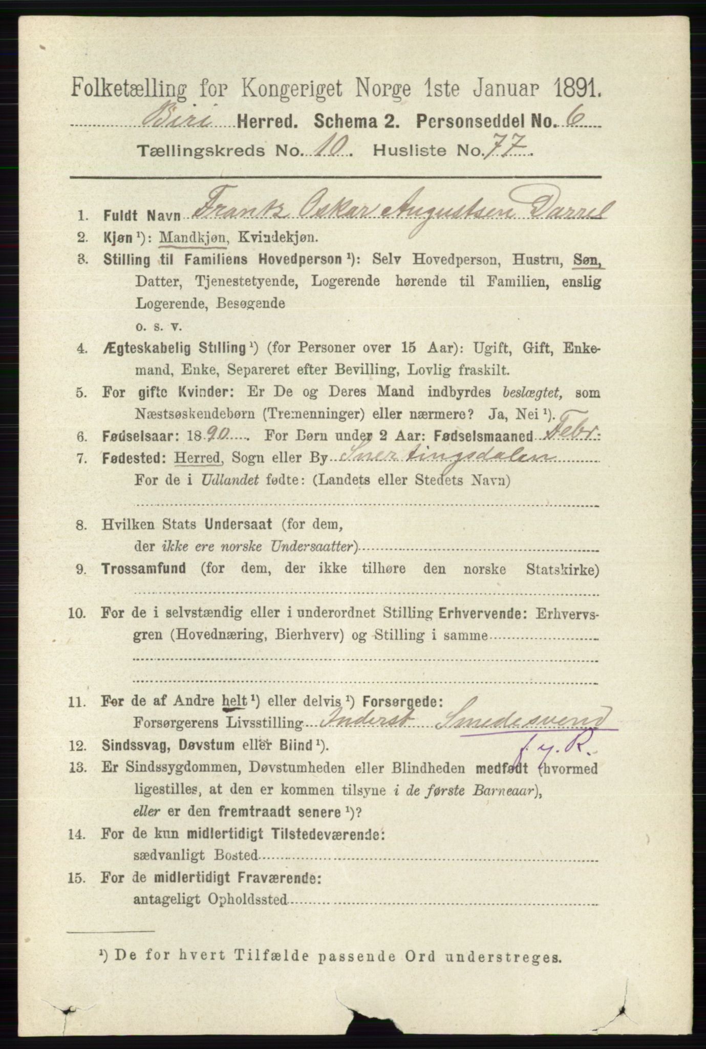 RA, 1891 census for 0525 Biri, 1891, p. 4285