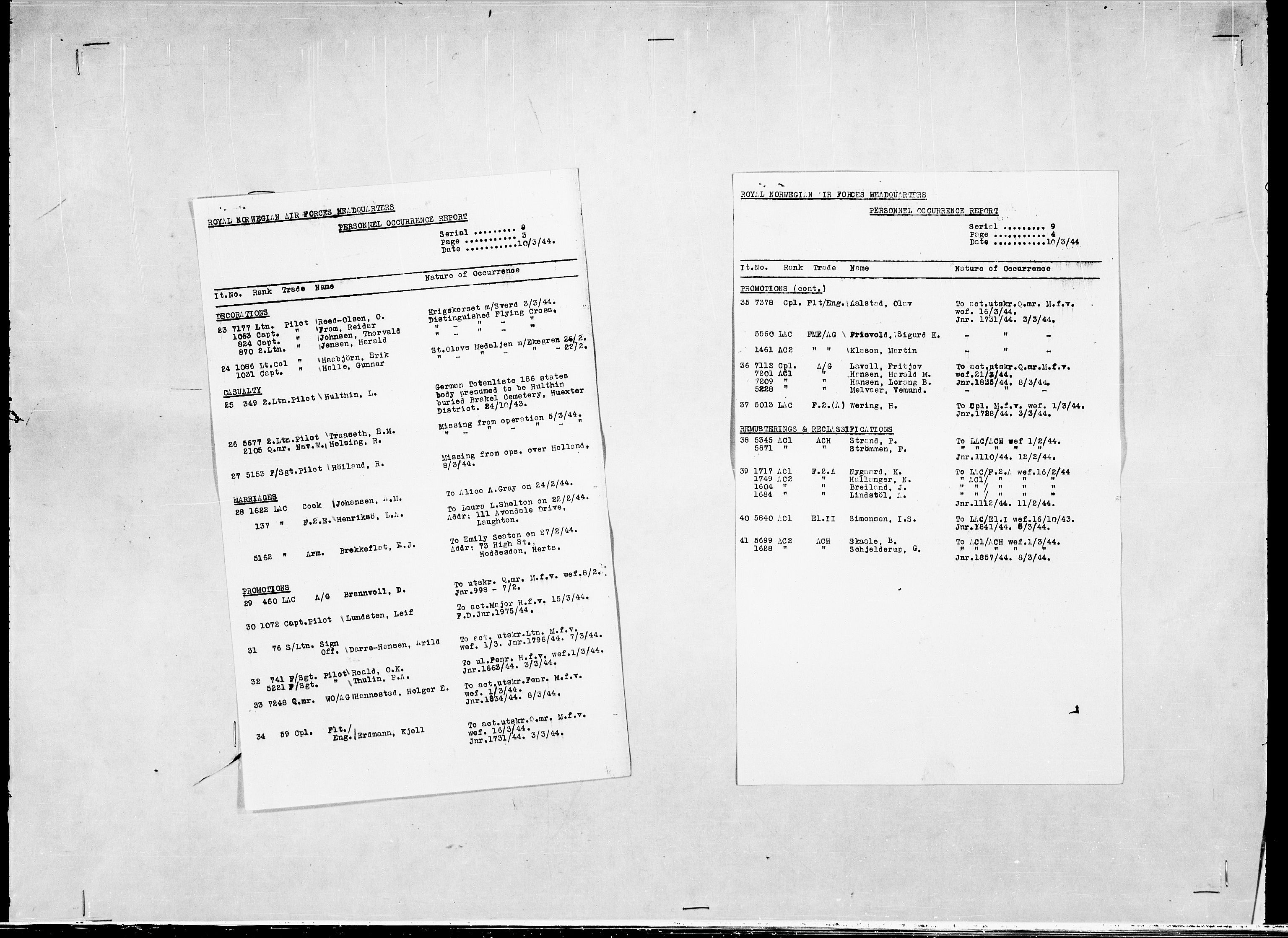 Forsvaret, Flyvåpnenes treningsleir 1940-1945, AV/RA-RAFA-3974/V/L0038: Ekspedisjonskontoret. 8. Personellkontoret, 1940-1945