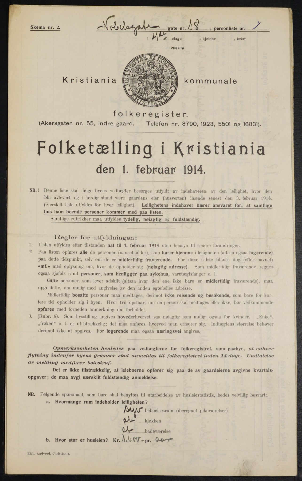 OBA, Municipal Census 1914 for Kristiania, 1914, p. 71276