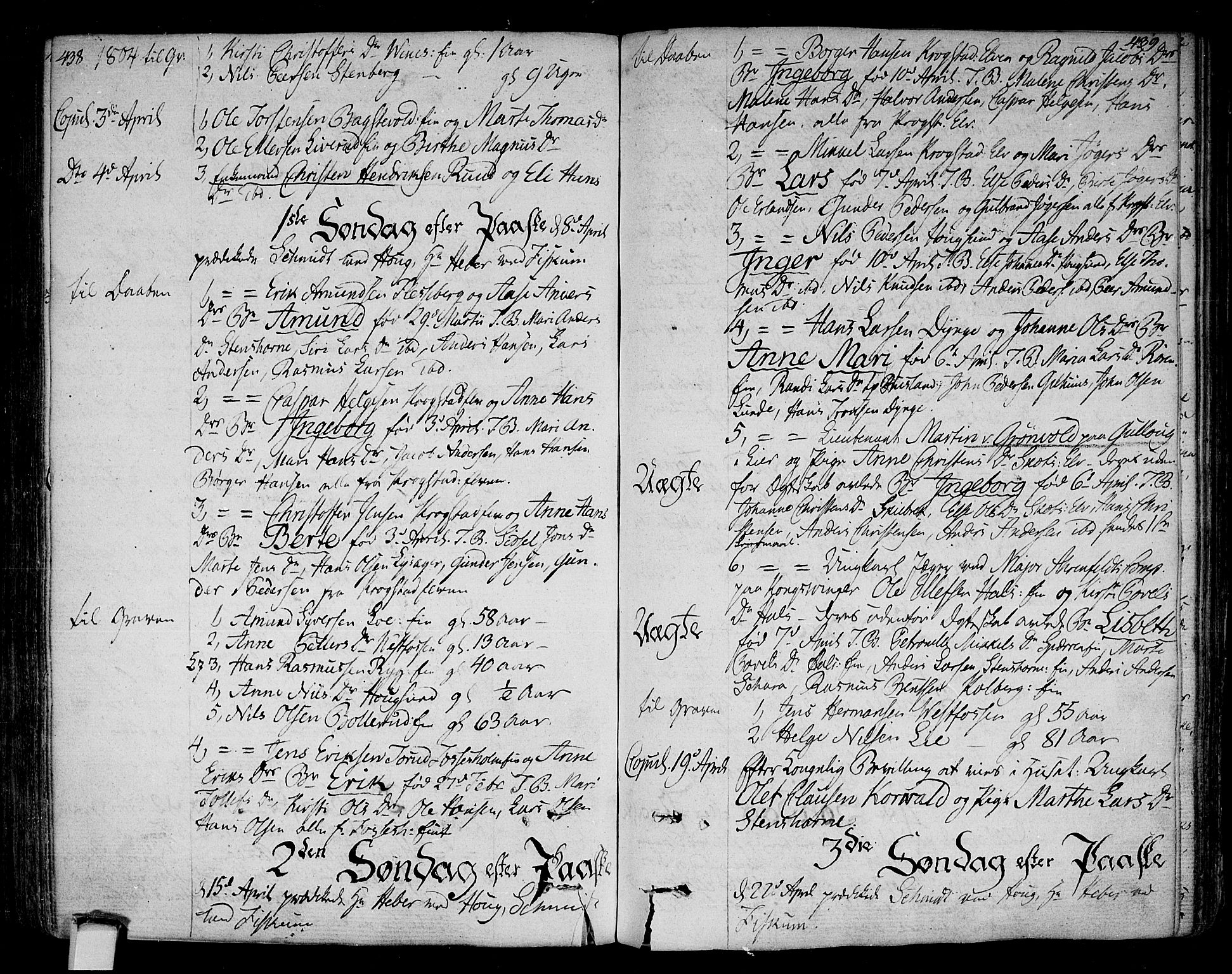 Eiker kirkebøker, AV/SAKO-A-4/F/Fa/L0009: Parish register (official) no. I 9, 1789-1806, p. 438-439