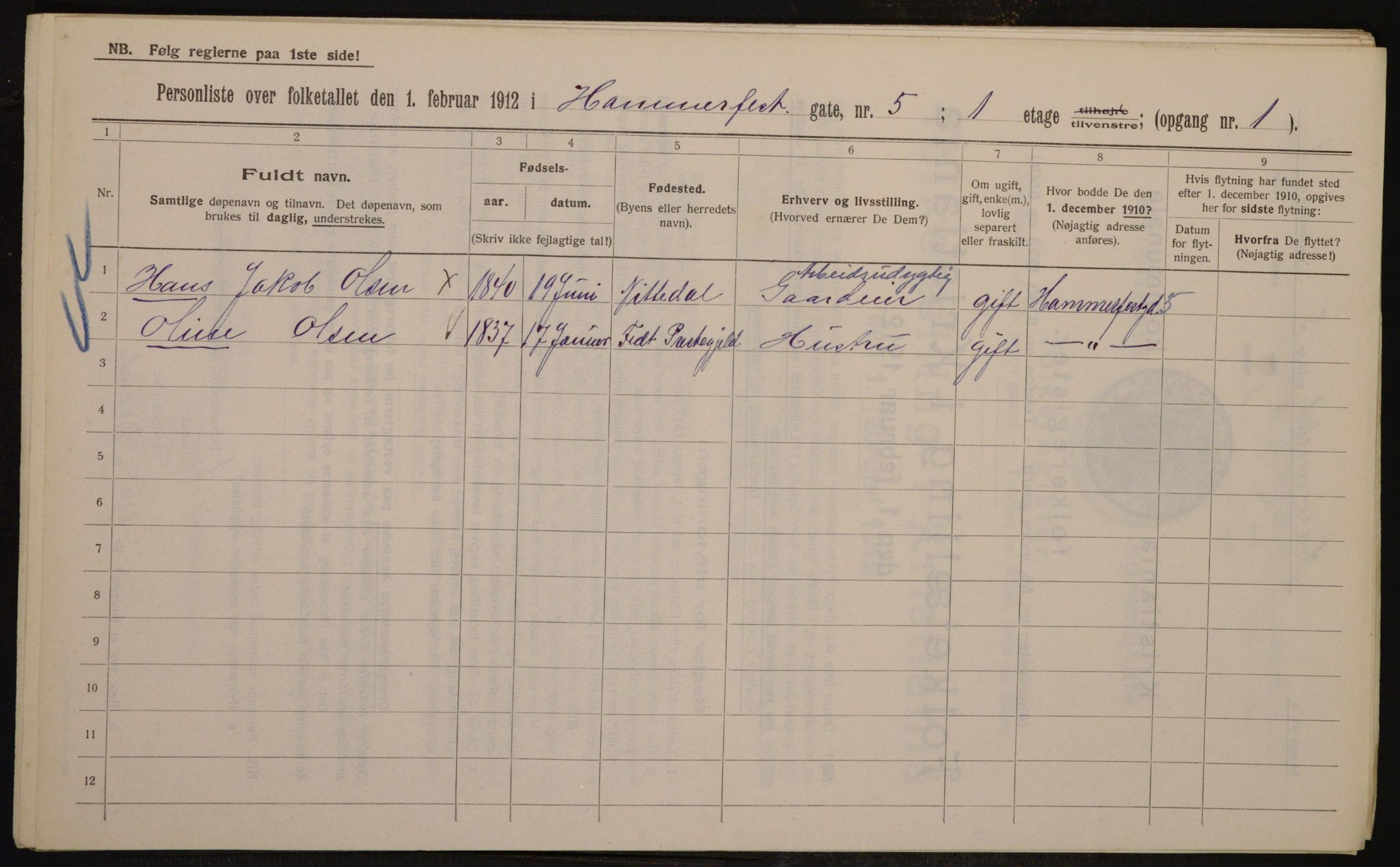 OBA, Municipal Census 1912 for Kristiania, 1912, p. 34203