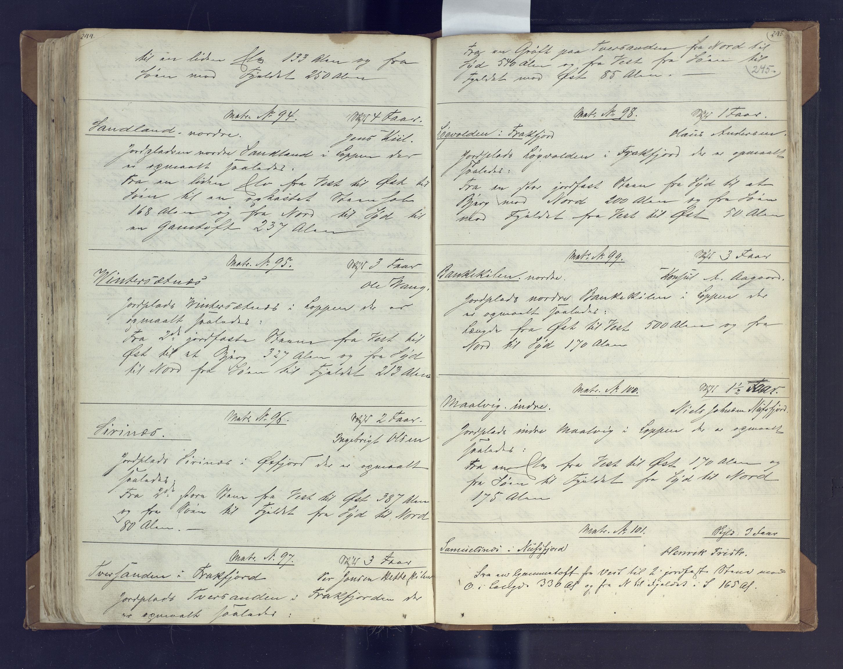 Fylkesmannen i Finnmark, SATØ/S-1120/1Coa/L2882: Landmålerprotokoll (i nærmagasinet/skannet), 1776-1845, p. 126