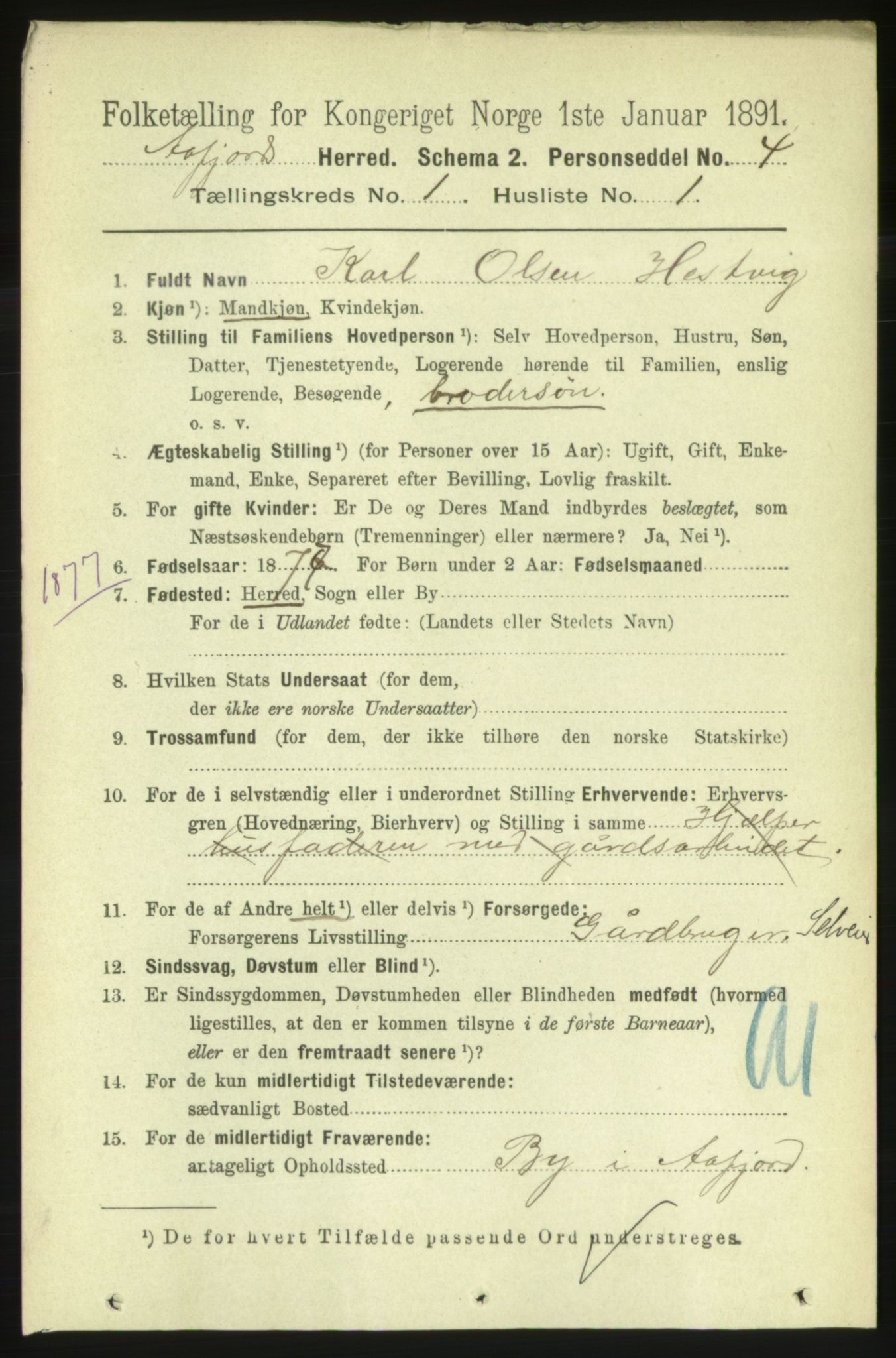 RA, 1891 census for 1630 Åfjord, 1891, p. 75