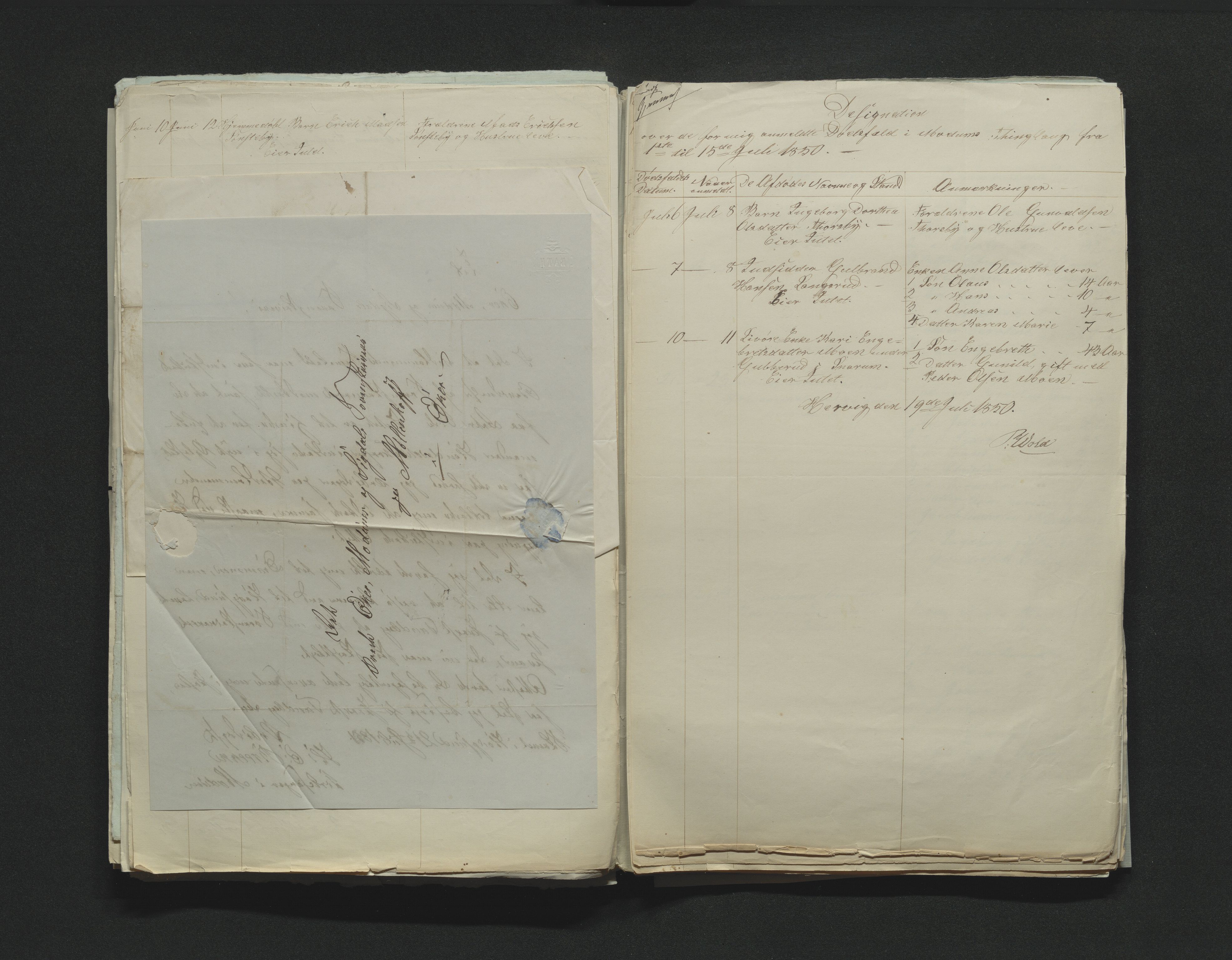 Eiker, Modum og Sigdal sorenskriveri, AV/SAKO-A-123/H/Ha/Hab/L0008: Dødsfallsmeldinger, 1850-1853