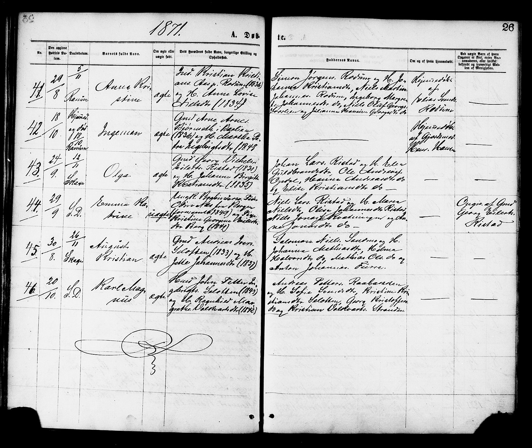 Ministerialprotokoller, klokkerbøker og fødselsregistre - Nord-Trøndelag, SAT/A-1458/764/L0554: Parish register (official) no. 764A09, 1867-1880, p. 26