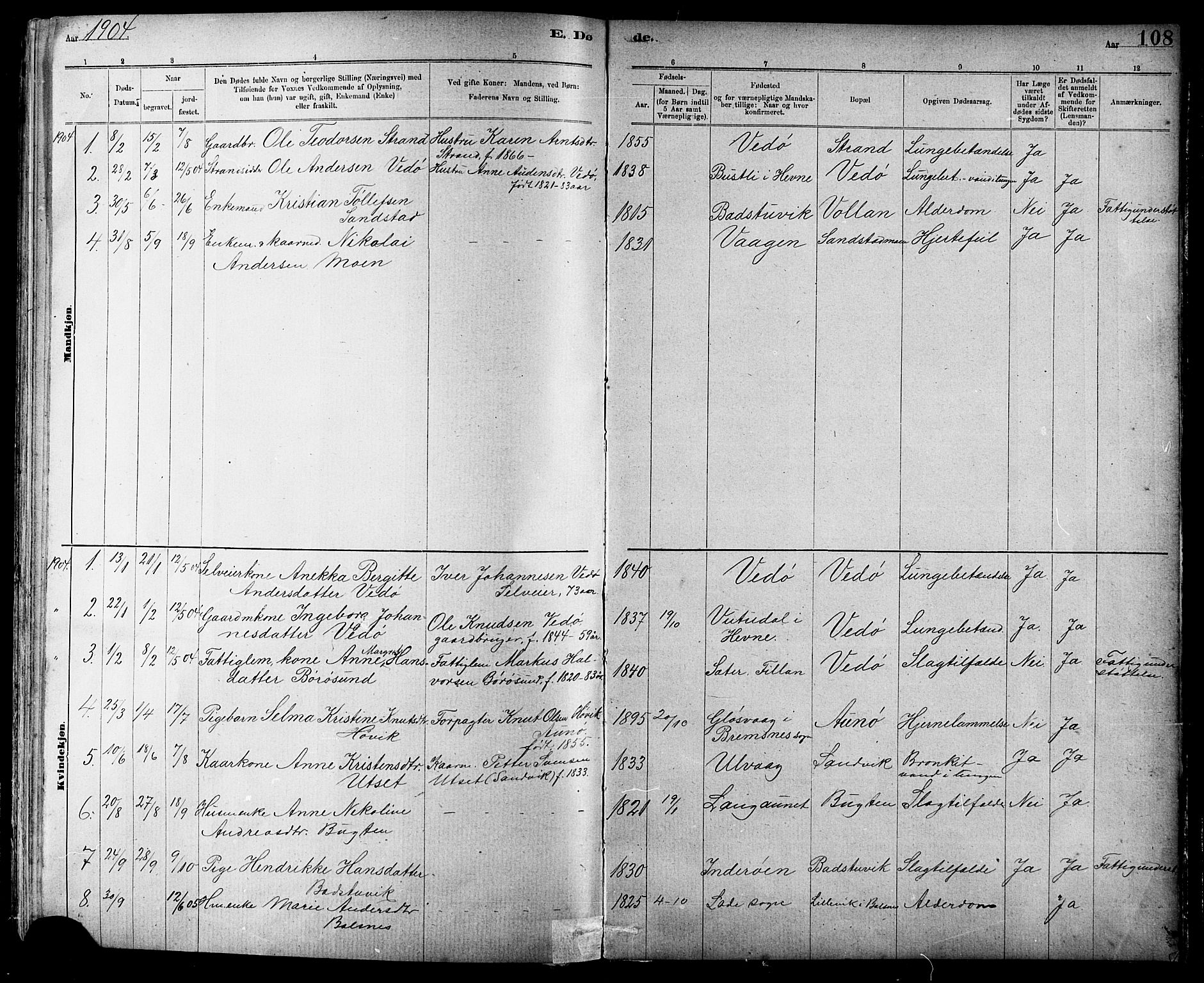 Ministerialprotokoller, klokkerbøker og fødselsregistre - Sør-Trøndelag, AV/SAT-A-1456/639/L0573: Parish register (copy) no. 639C01, 1890-1905, p. 108