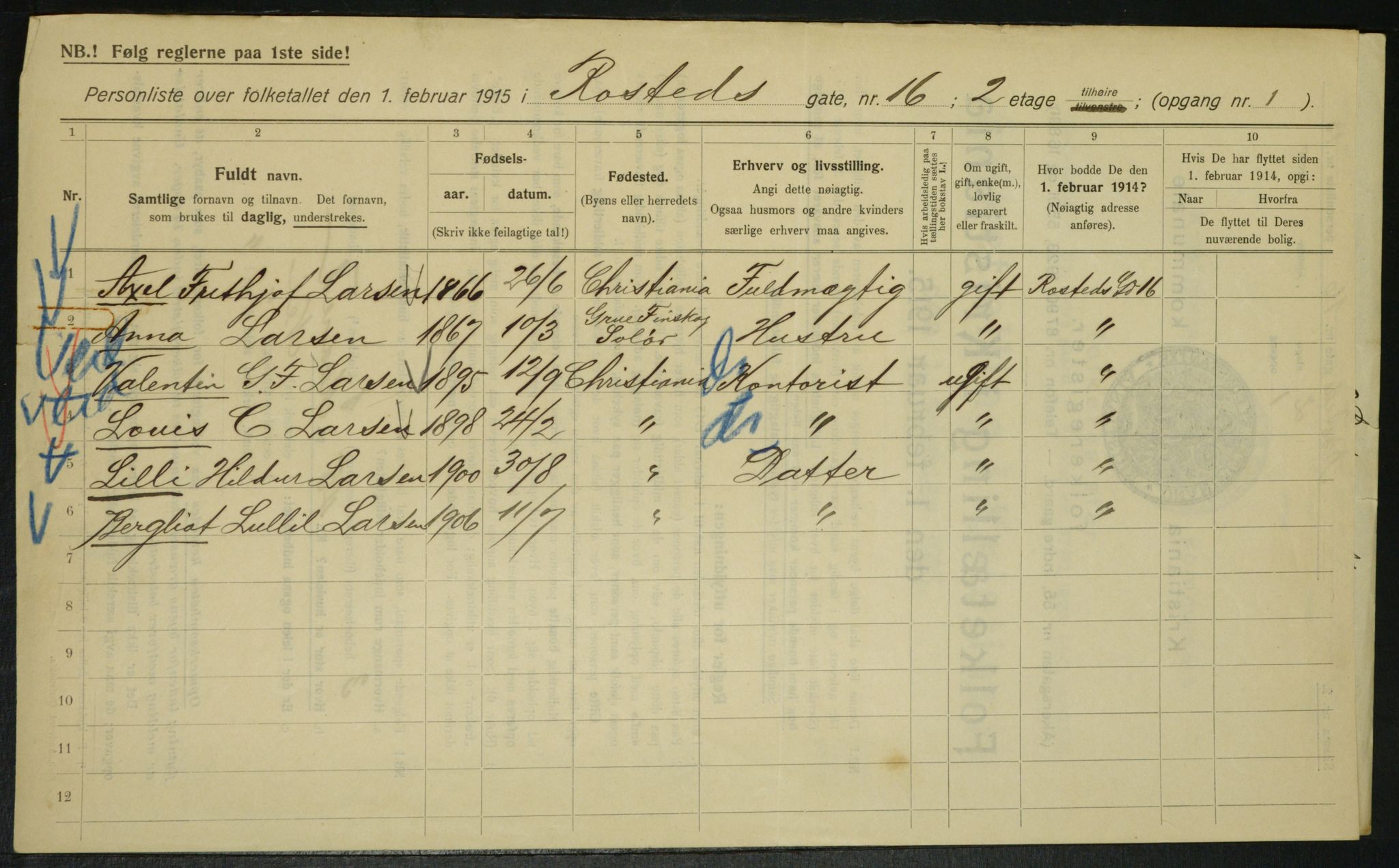 OBA, Municipal Census 1915 for Kristiania, 1915, p. 84203