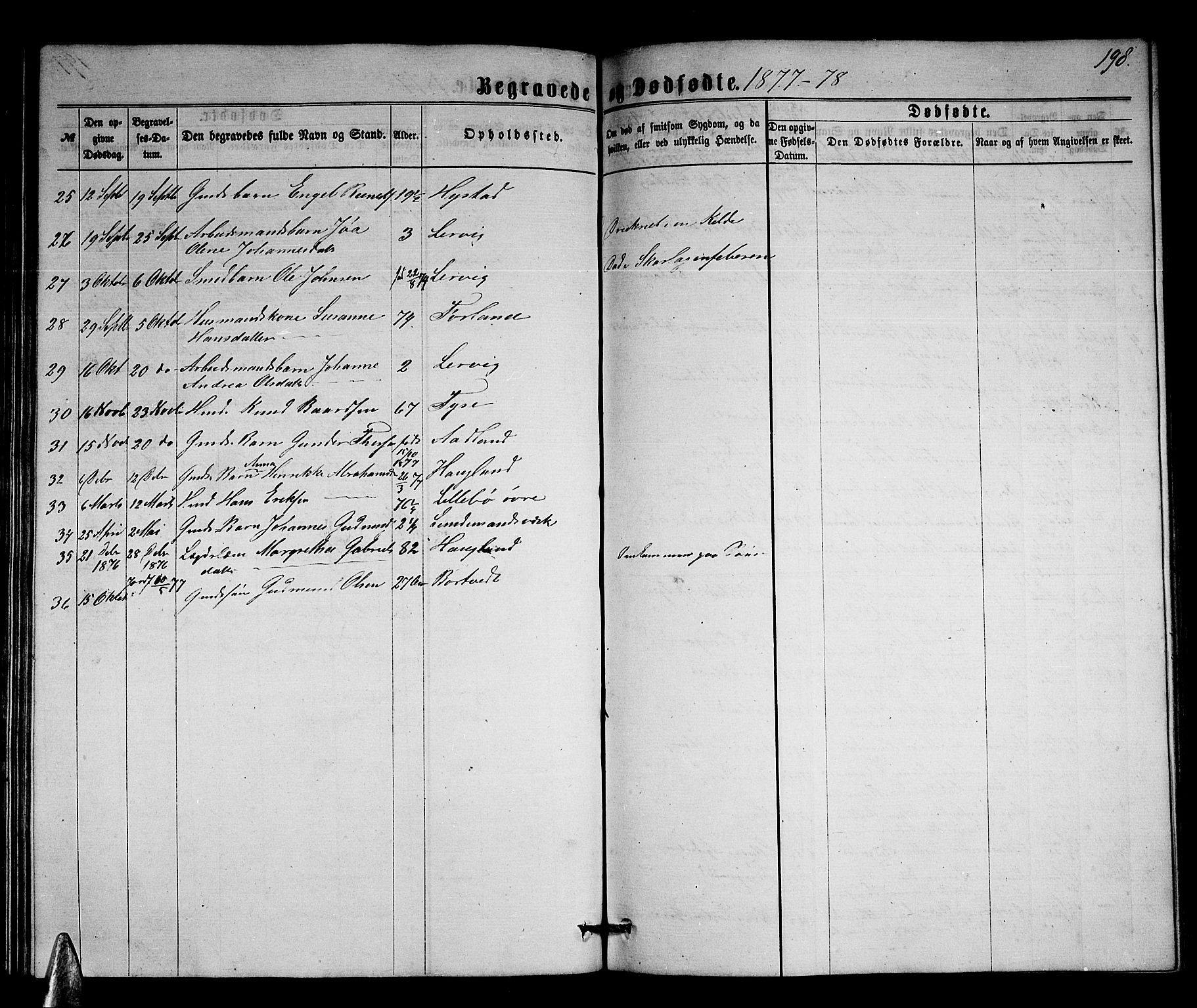 Stord sokneprestembete, SAB/A-78201/H/Hab: Parish register (copy) no. A 1, 1864-1878, p. 198