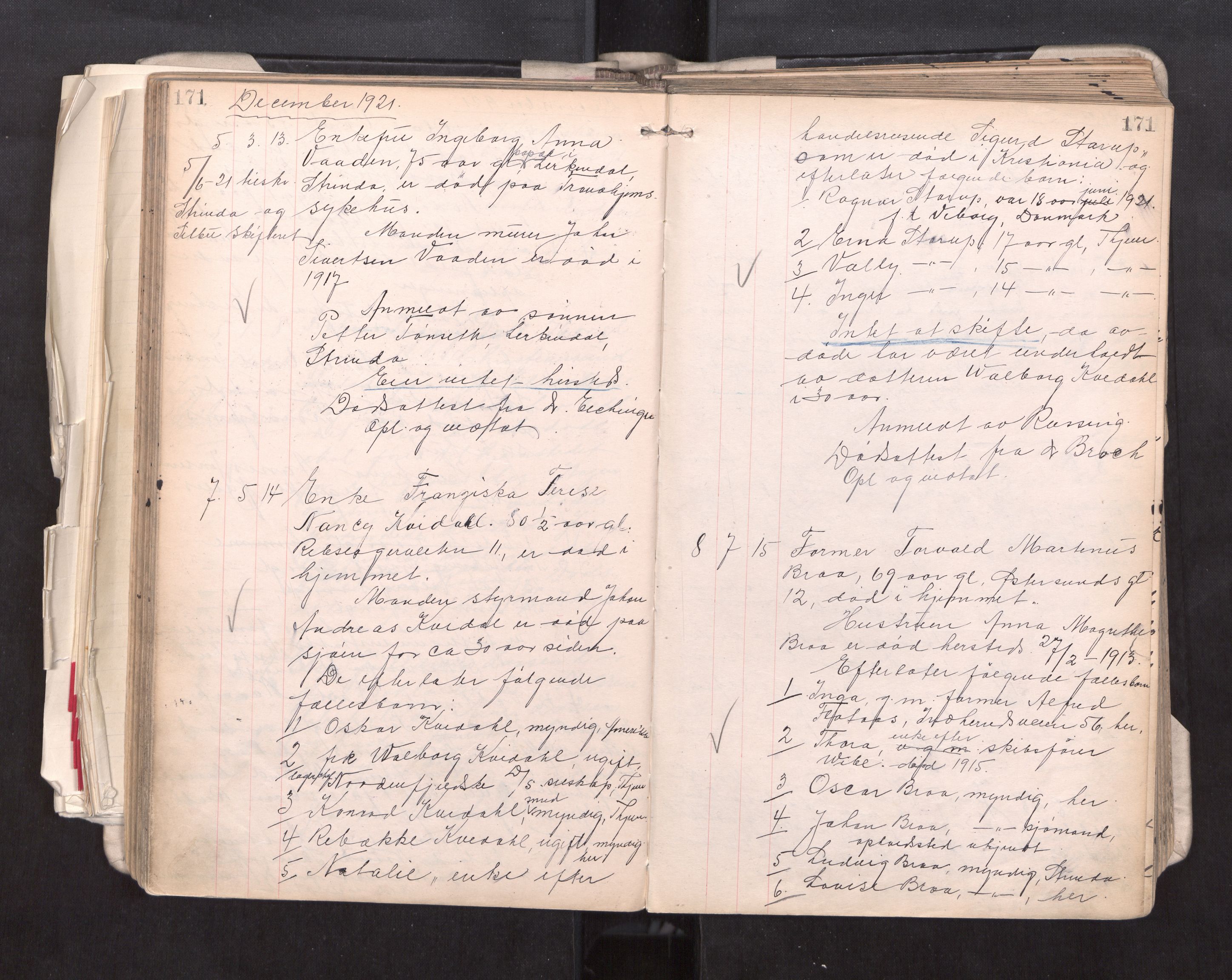 Trondheim byfogd, AV/SAT-A-0003/1/3/3L/L0011: Dødsanmeldelsesprotokoll, 1920-1923, p. 171