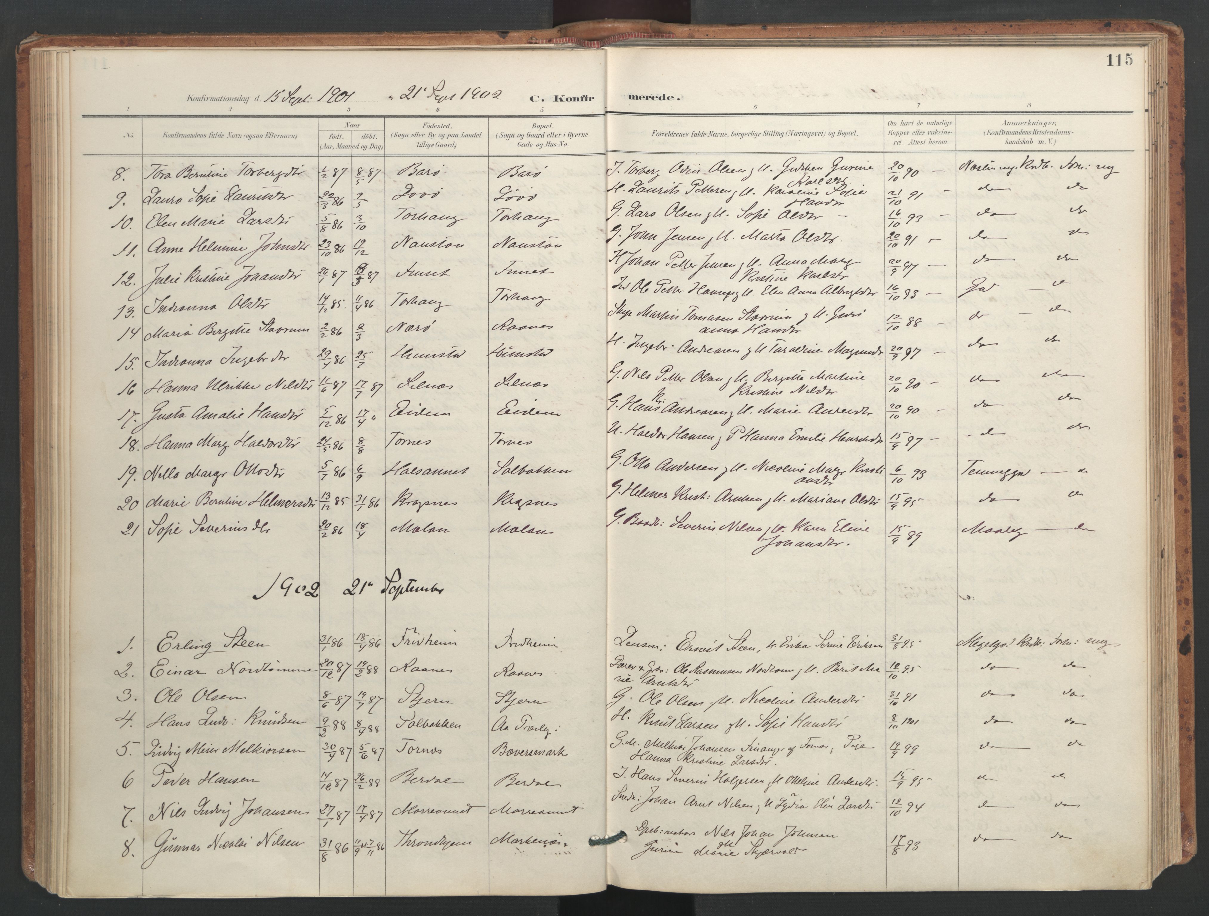 Ministerialprotokoller, klokkerbøker og fødselsregistre - Sør-Trøndelag, SAT/A-1456/655/L0681: Parish register (official) no. 655A10, 1895-1907, p. 115