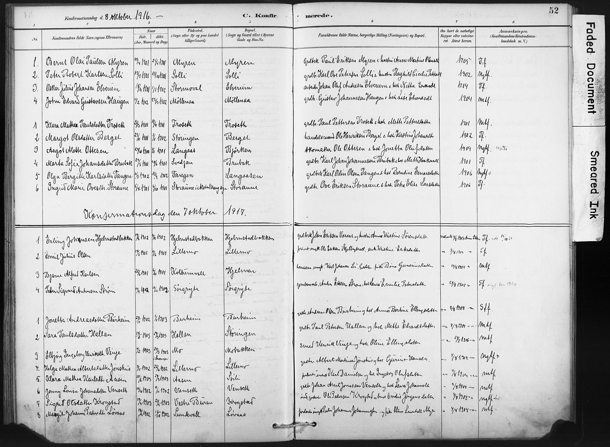 Ministerialprotokoller, klokkerbøker og fødselsregistre - Nord-Trøndelag, SAT/A-1458/718/L0175: Parish register (official) no. 718A01, 1890-1923, p. 52