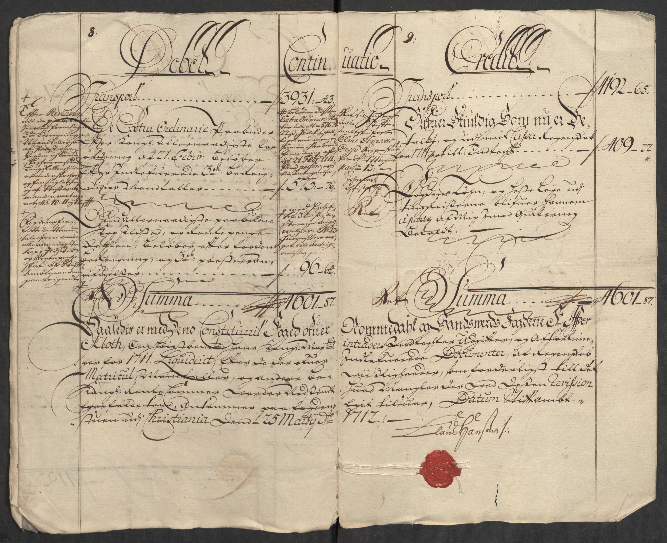 Rentekammeret inntil 1814, Reviderte regnskaper, Fogderegnskap, AV/RA-EA-4092/R24/L1586: Fogderegnskap Numedal og Sandsvær, 1711, p. 14