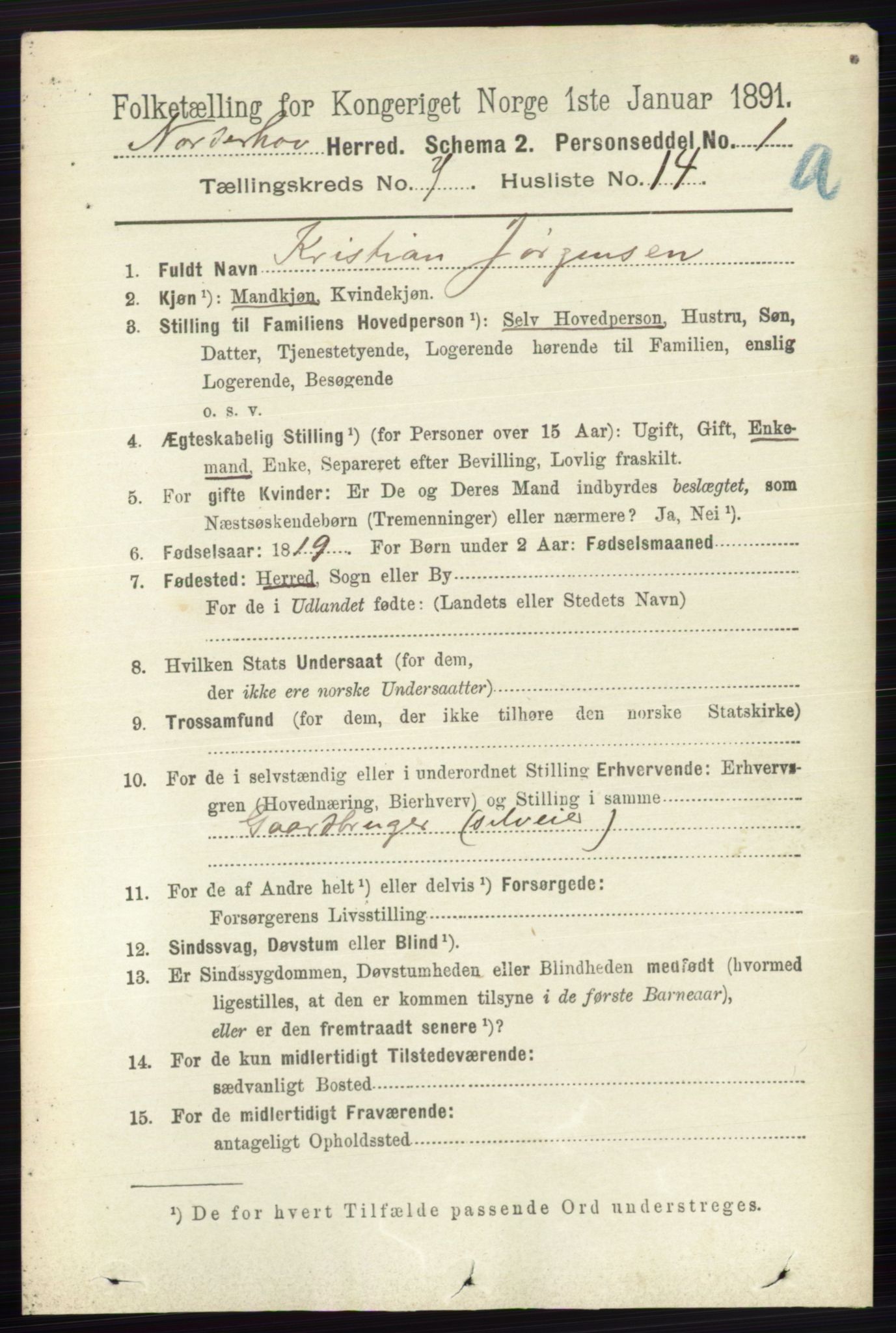 RA, 1891 census for 0613 Norderhov, 1891, p. 4555