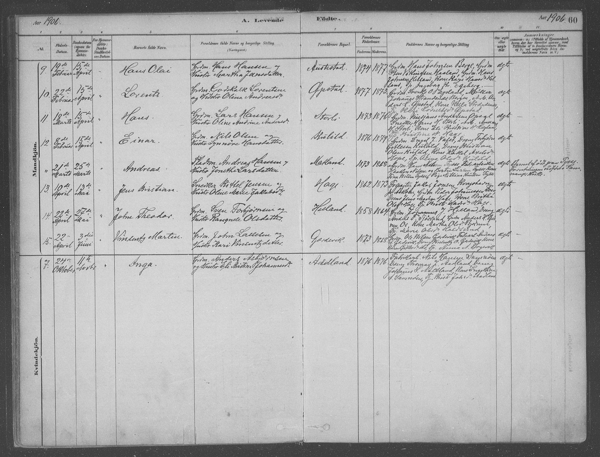 Fusa sokneprestembete, AV/SAB-A-75401/H/Haa: Parish register (official) no. B 1, 1880-1938, p. 60