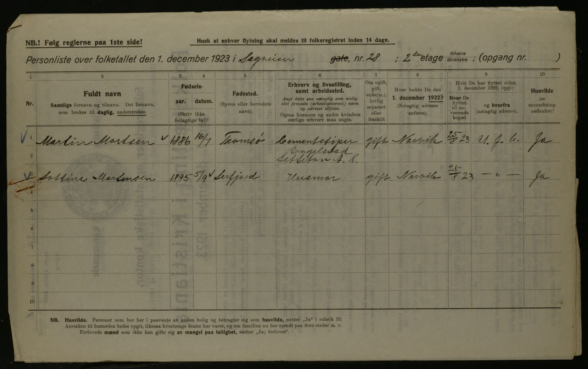 OBA, Municipal Census 1923 for Kristiania, 1923, p. 95809