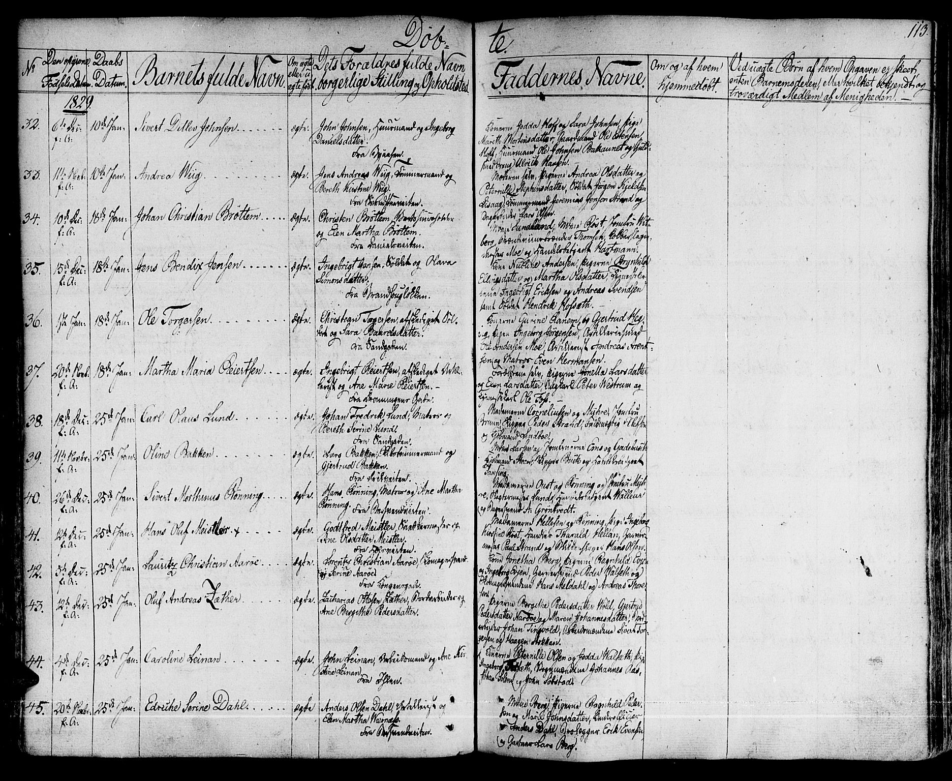 Ministerialprotokoller, klokkerbøker og fødselsregistre - Sør-Trøndelag, SAT/A-1456/601/L0045: Parish register (official) no. 601A13, 1821-1831, p. 113