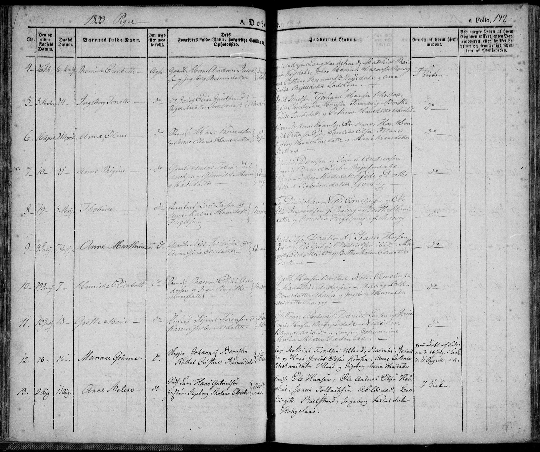 Flekkefjord sokneprestkontor, AV/SAK-1111-0012/F/Fa/Fac/L0003: Parish register (official) no. A 3, 1826-1841, p. 147