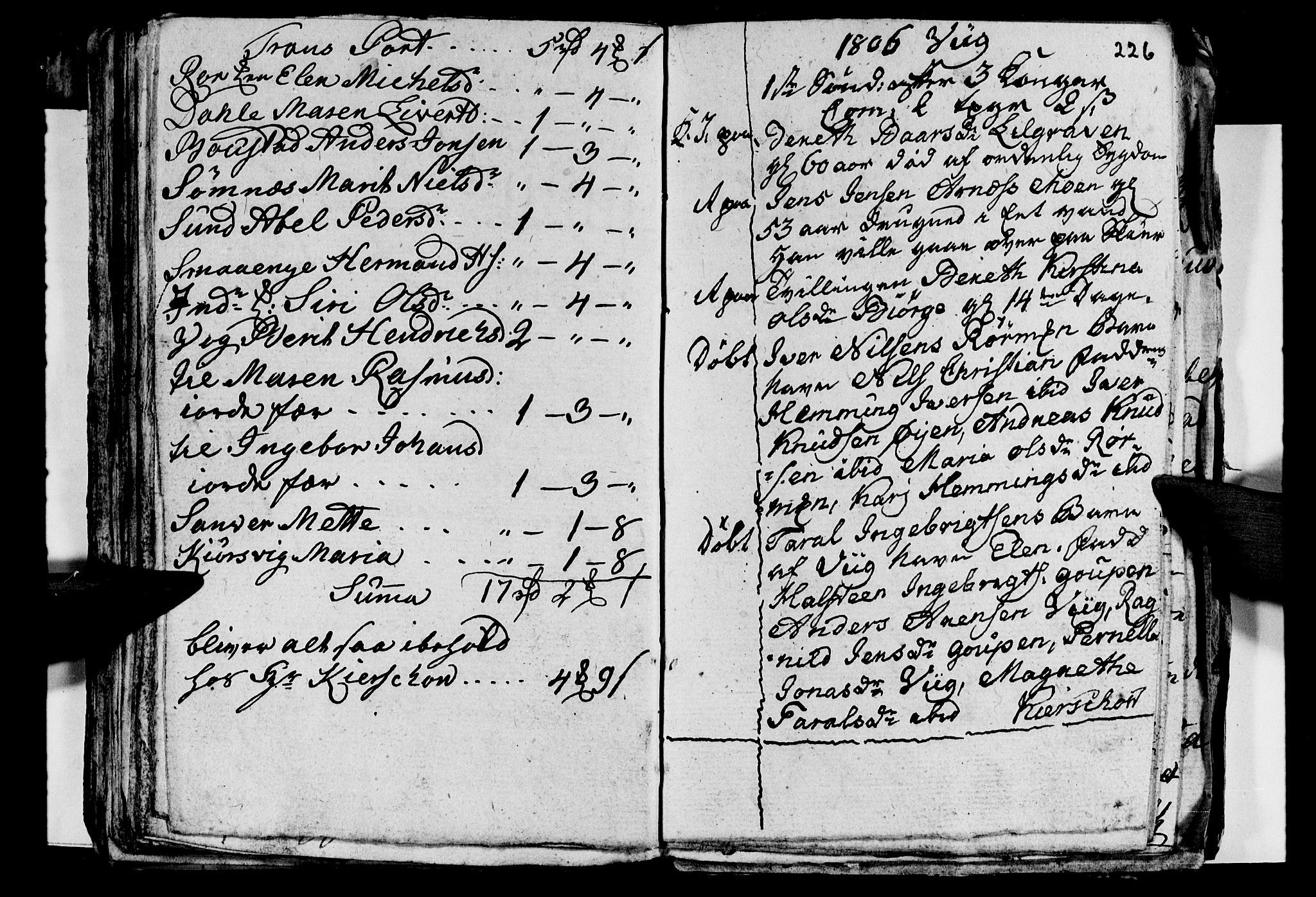 Ministerialprotokoller, klokkerbøker og fødselsregistre - Nordland, AV/SAT-A-1459/812/L0184: Parish register (copy) no. 812C02, 1793-1809, p. 226