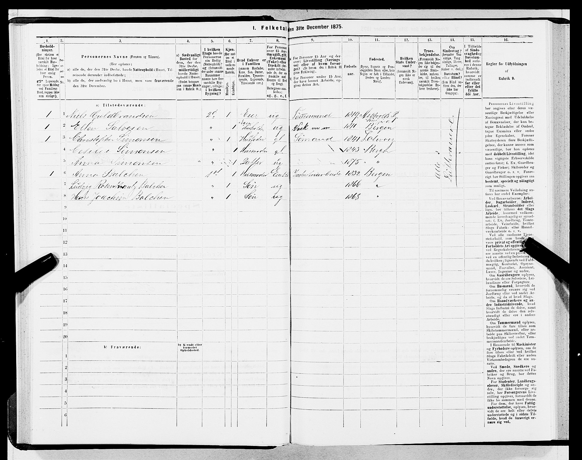 SAB, 1875 census for 1301 Bergen, 1875, p. 916