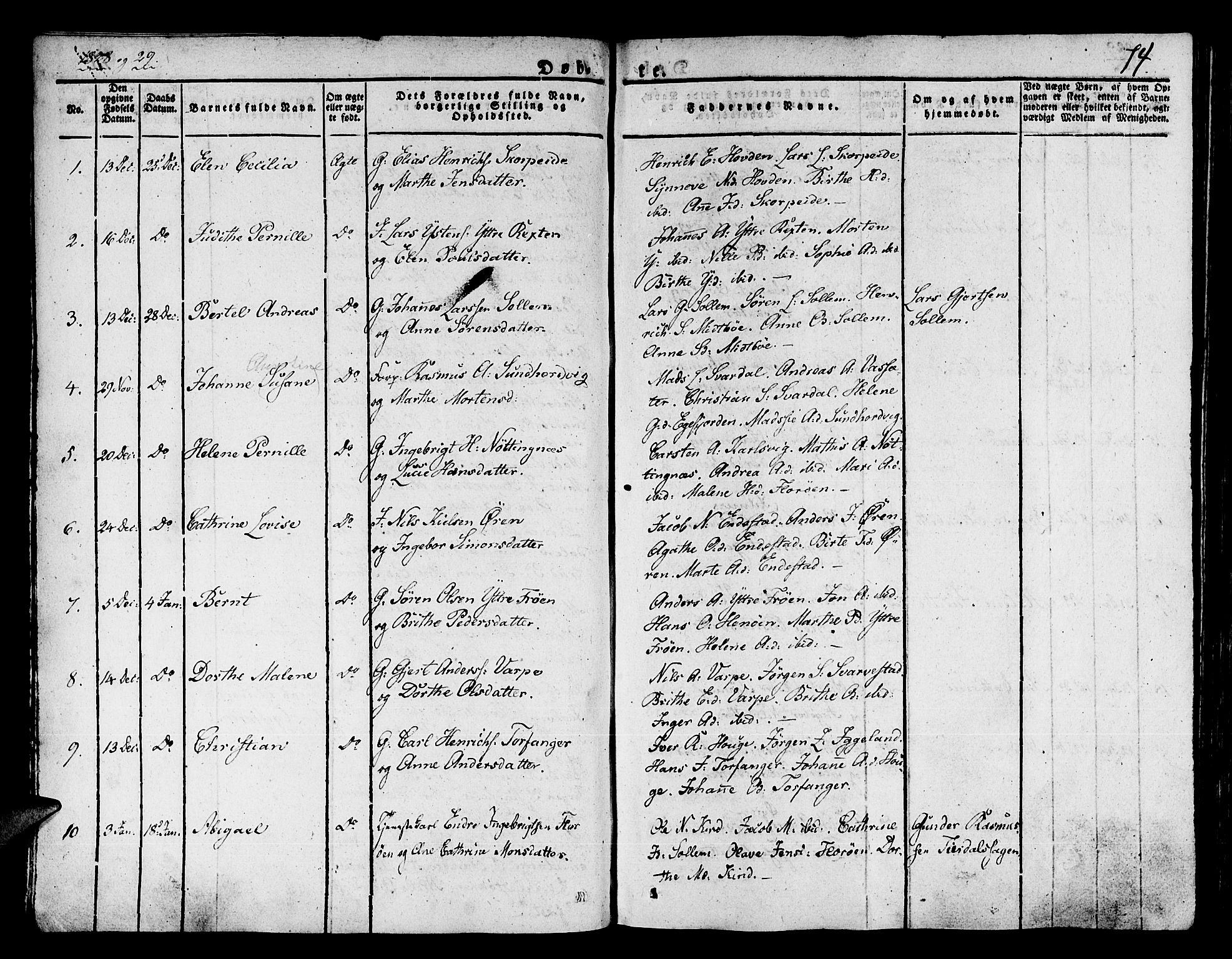 Kinn sokneprestembete, AV/SAB-A-80801/H/Haa/Haaa/L0004/0001: Parish register (official) no. A 4I, 1822-1840, p. 74