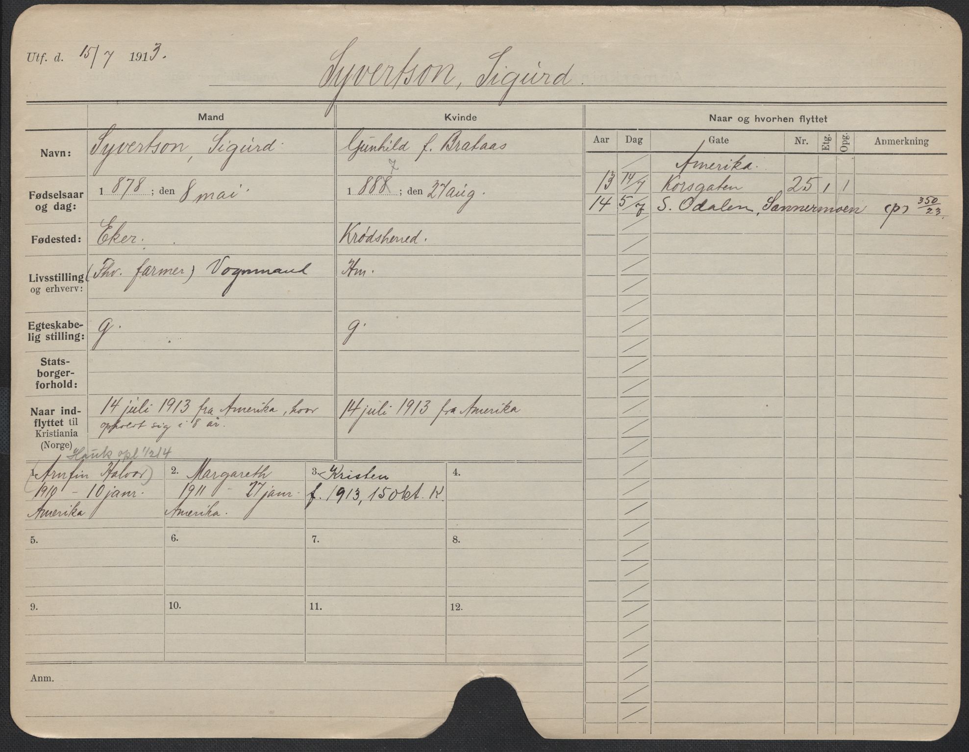 Oslo folkeregister, Registerkort, SAO/A-11715/F/Fa/Fac/L0010: Menn, 1906-1914, p. 1076a