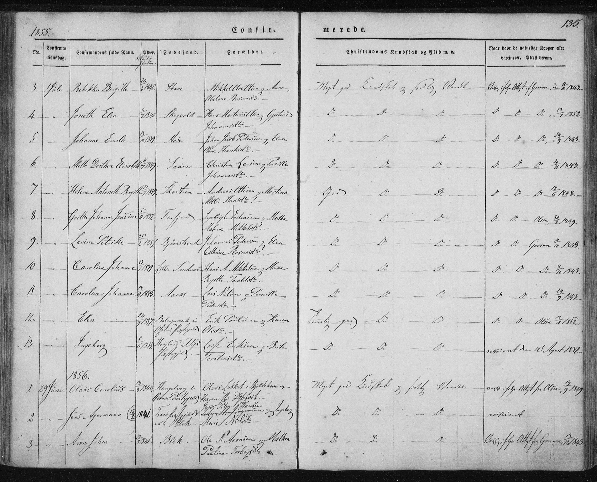 Ministerialprotokoller, klokkerbøker og fødselsregistre - Nordland, SAT/A-1459/897/L1396: Parish register (official) no. 897A04, 1842-1866, p. 135