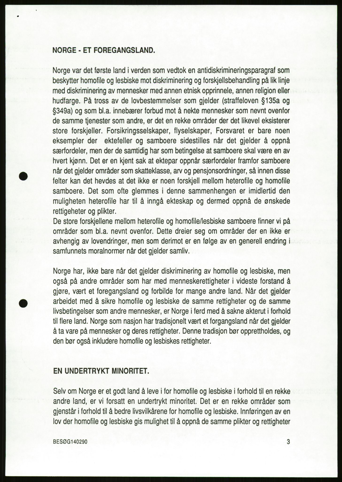 Det Norske Forbundet av 1948/Landsforeningen for Lesbisk og Homofil Frigjøring, AV/RA-PA-1216/D/Da/L0001: Partnerskapsloven, 1990-1993, p. 393