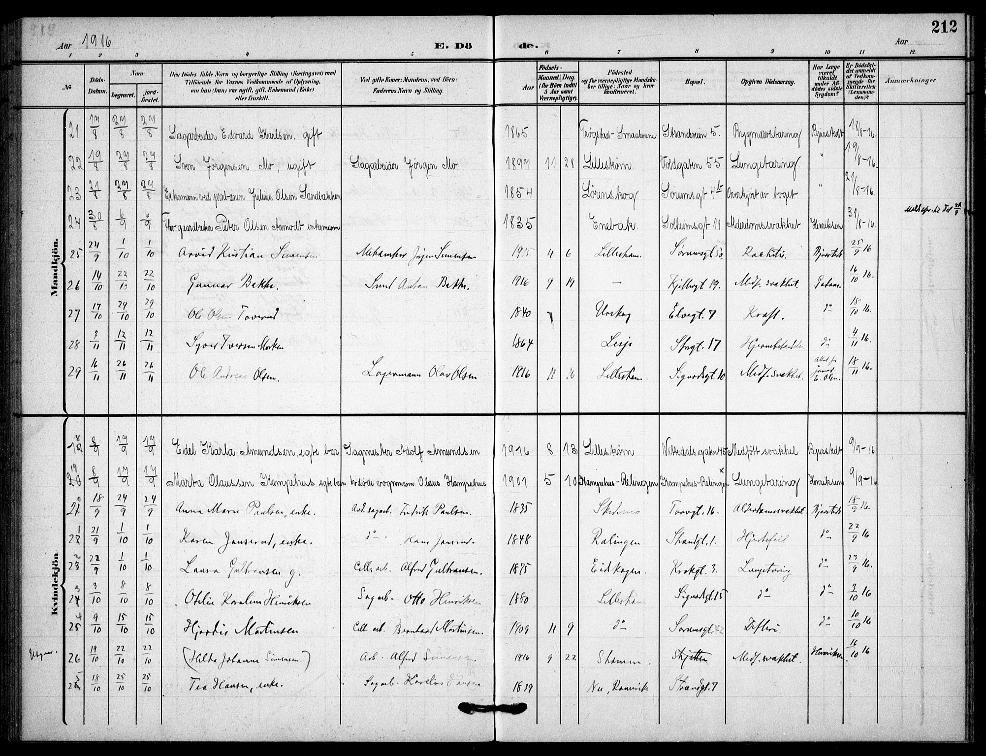 Skedsmo prestekontor Kirkebøker, AV/SAO-A-10033a/F/Fc/L0001: Parish register (official) no. III 1, 1908-1916, p. 212