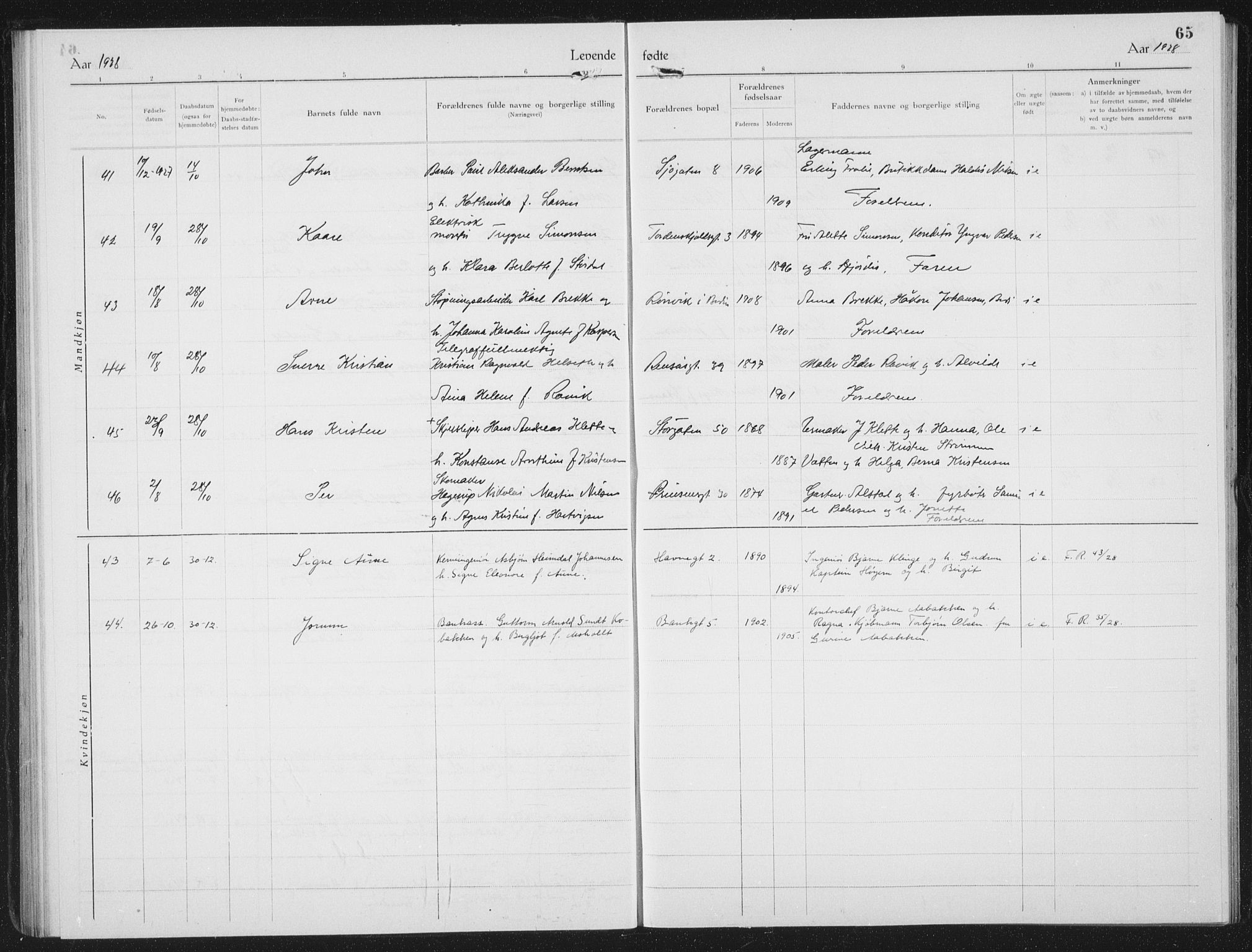 Ministerialprotokoller, klokkerbøker og fødselsregistre - Nordland, AV/SAT-A-1459/801/L0037: Parish register (copy) no. 801C12, 1921-1937, p. 65